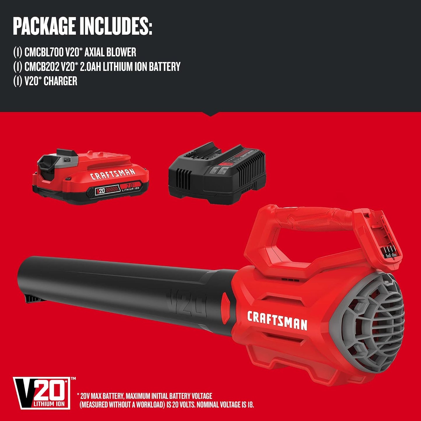 CRAFTSMAN 20V MAX* Axial Leaf Blower Kit (CMCBL700D1)