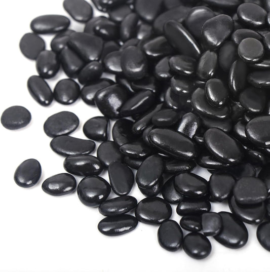 2.2LB Black Pebbles for Indoor Plants, Vases, Succulent, 3/8 Inch Small Black Rocks for Plants, Polished & Decorative