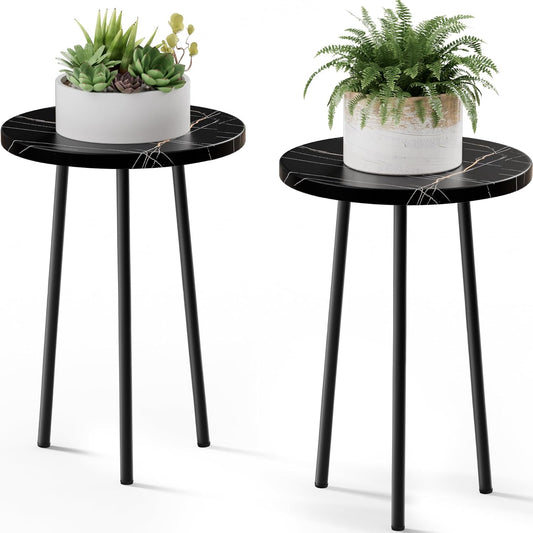 Plant Stand Indoor 2 Pack: Tall Plant Stand 20 Inch Convertible Multi-purpose Flowers Holder - Small Round Side End Table Mid Century Modern Decor - Plant Table for Home Decor