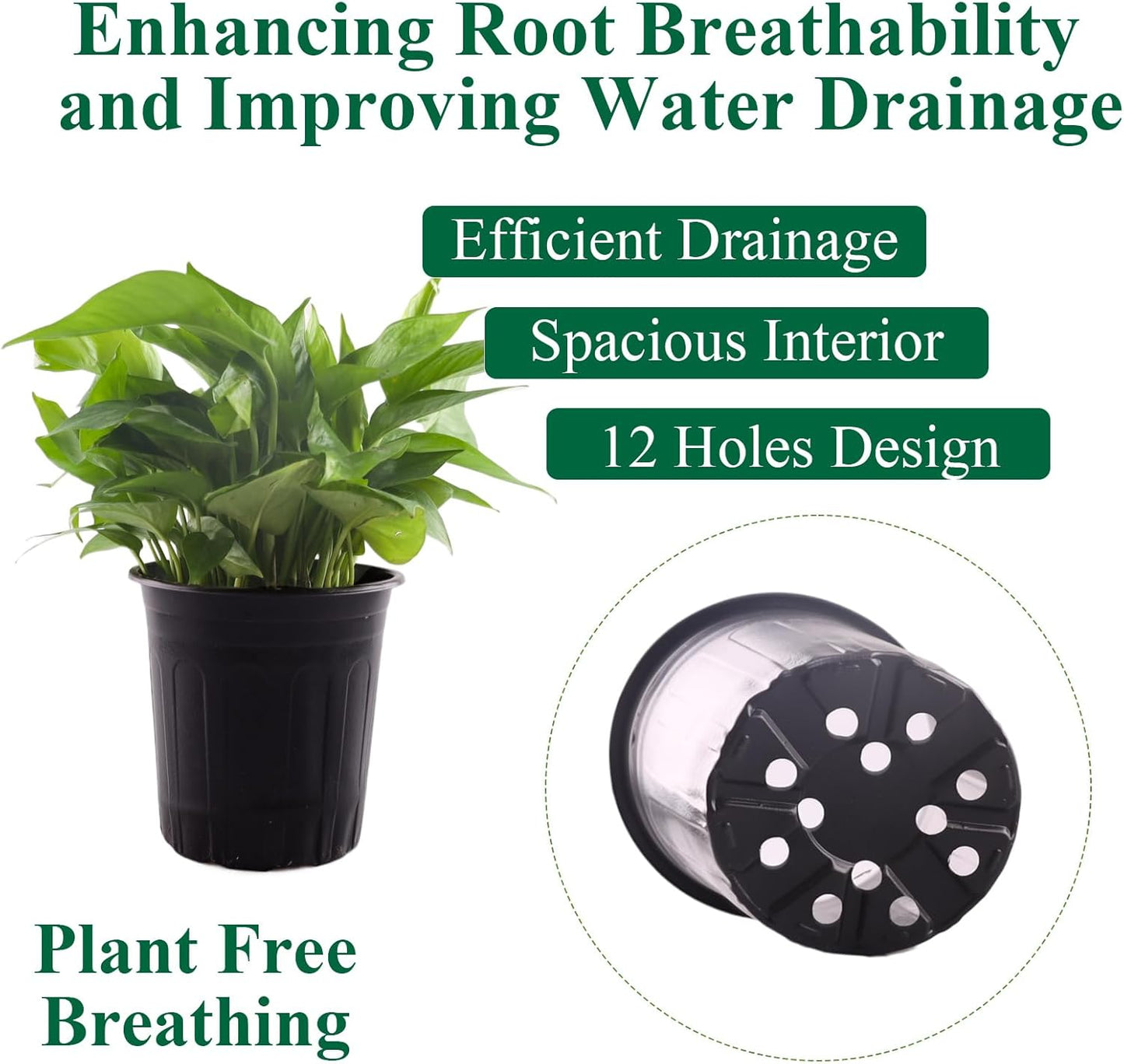 50 Pack 1 Gallon Flexible Plant Nursery Pots Plastic Seedling Starting Pots with Drainage Holes Soft Flower Pots Plant Container with Plant Labels, Black