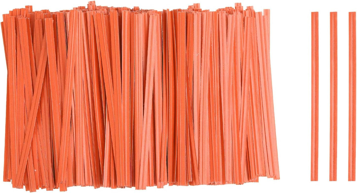 HARFINGTON 1000pcs Bag Twist Ties 3.5" Reusable Kraft Paper Twist Ties Wire Cable Ties for Party Bread Candy Cake, Orange
