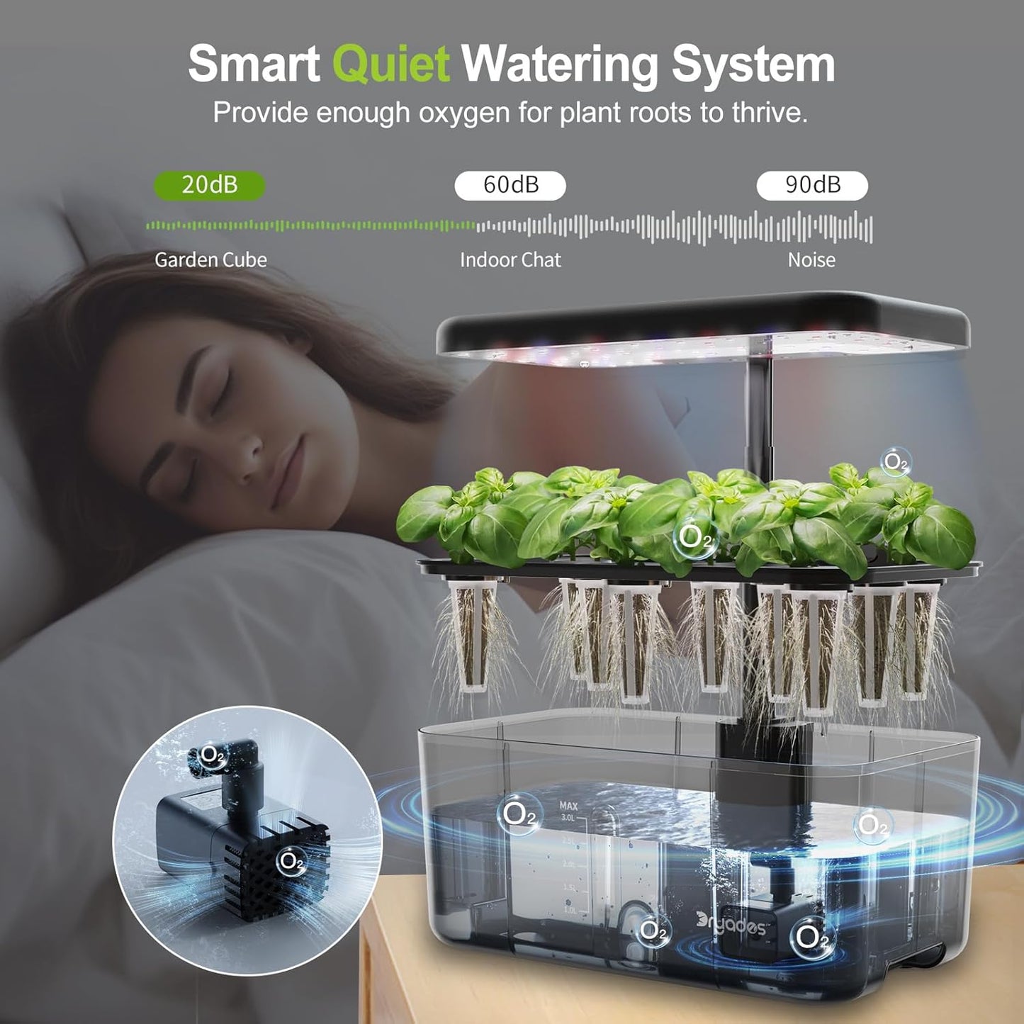 Hydroponics Growing System Indoor Garden, 8 Pods Indoor Herb Garden Kit Countertop with LED Grow Light Quiet Smart Water Pump for Home Kitchen Office, Gift Ideas for Women Men