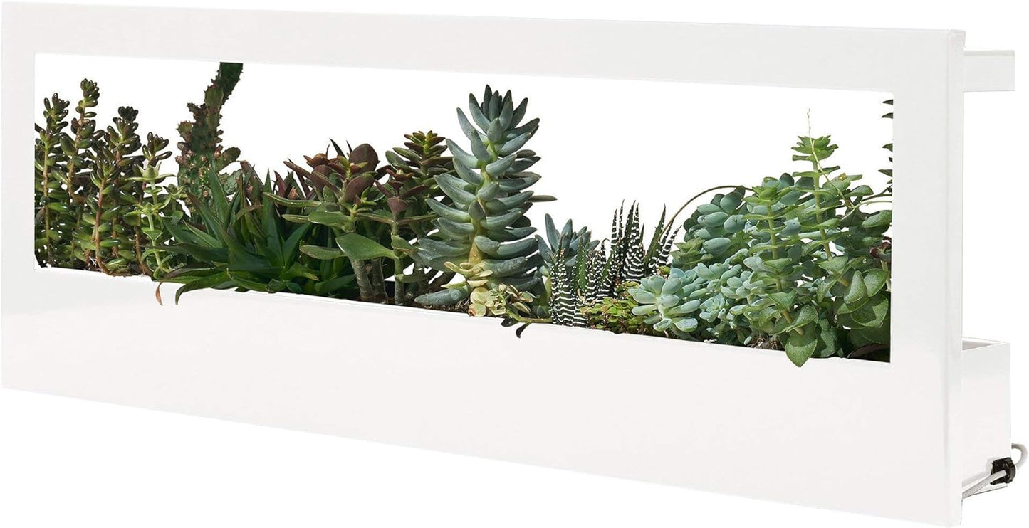 Modern Sprout Smart Landscape Growframe Wall Mounted Planter with LED Grow Light -White