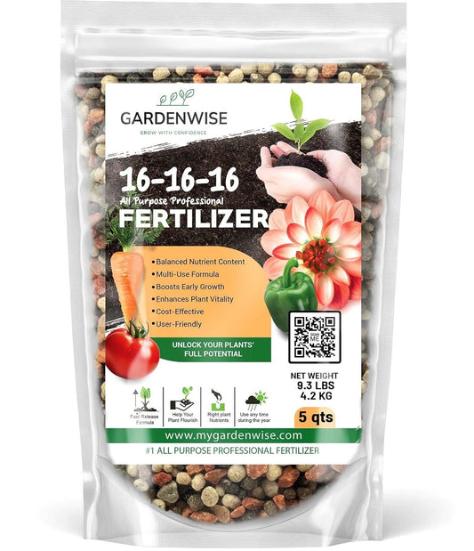 16-16-16 All Purpose Professional Fertilizer - Lawn & Flower & Tree & Shrub & Vegetable Garden Fertilizer (5 QUARTS)