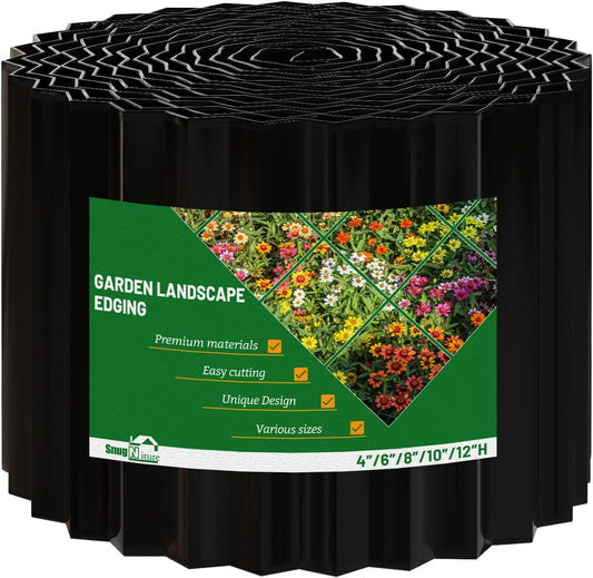 SnugNiture Corrugated Metal Garden Edging,6" x 50' Sturdy Lawn Edging Brooder,Landscape Edging Border for Lawn, Flower Bed,Garden and Yard(Black)