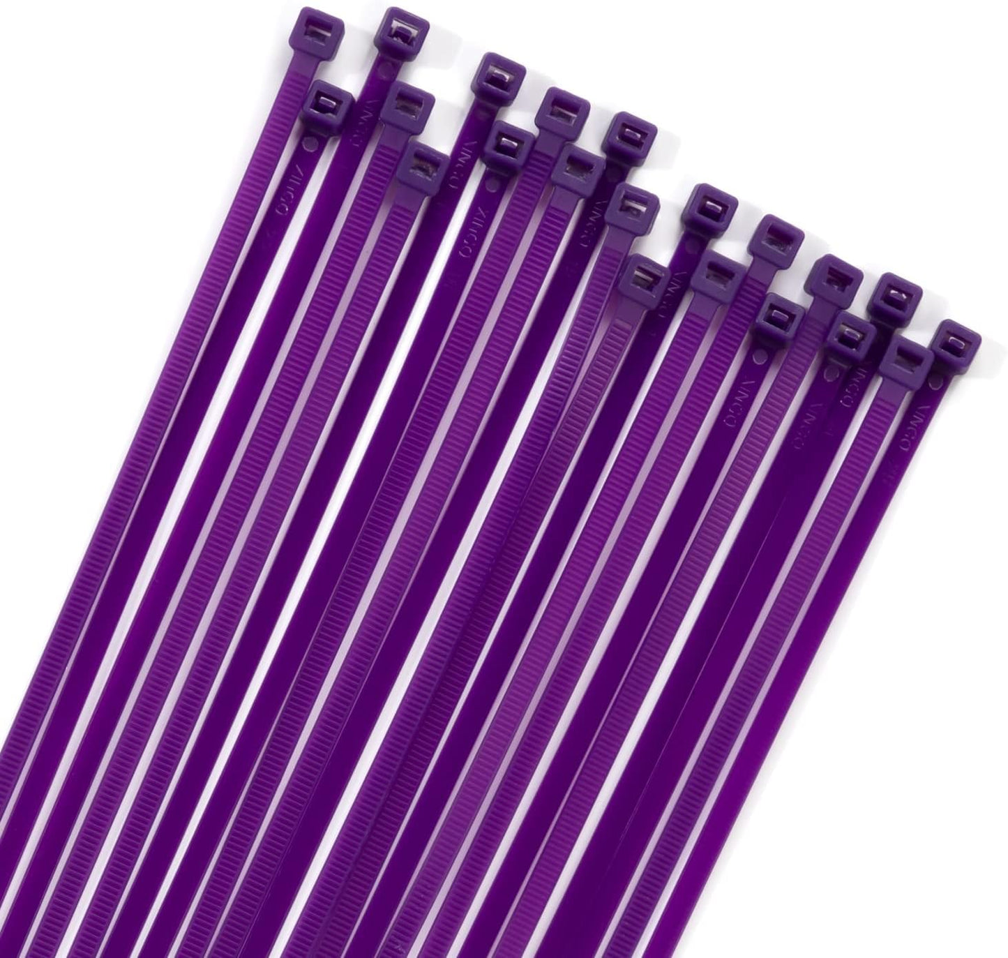 XINGO 100PCS Cable Zip Ties Heavy Duty, Premium Nylon Plastic Wire Ties with 50 Pounds Tensile Strength, Self-Locking Black Nylon Zip Ties for Indoor and Outdoor (12 inch, Purple)