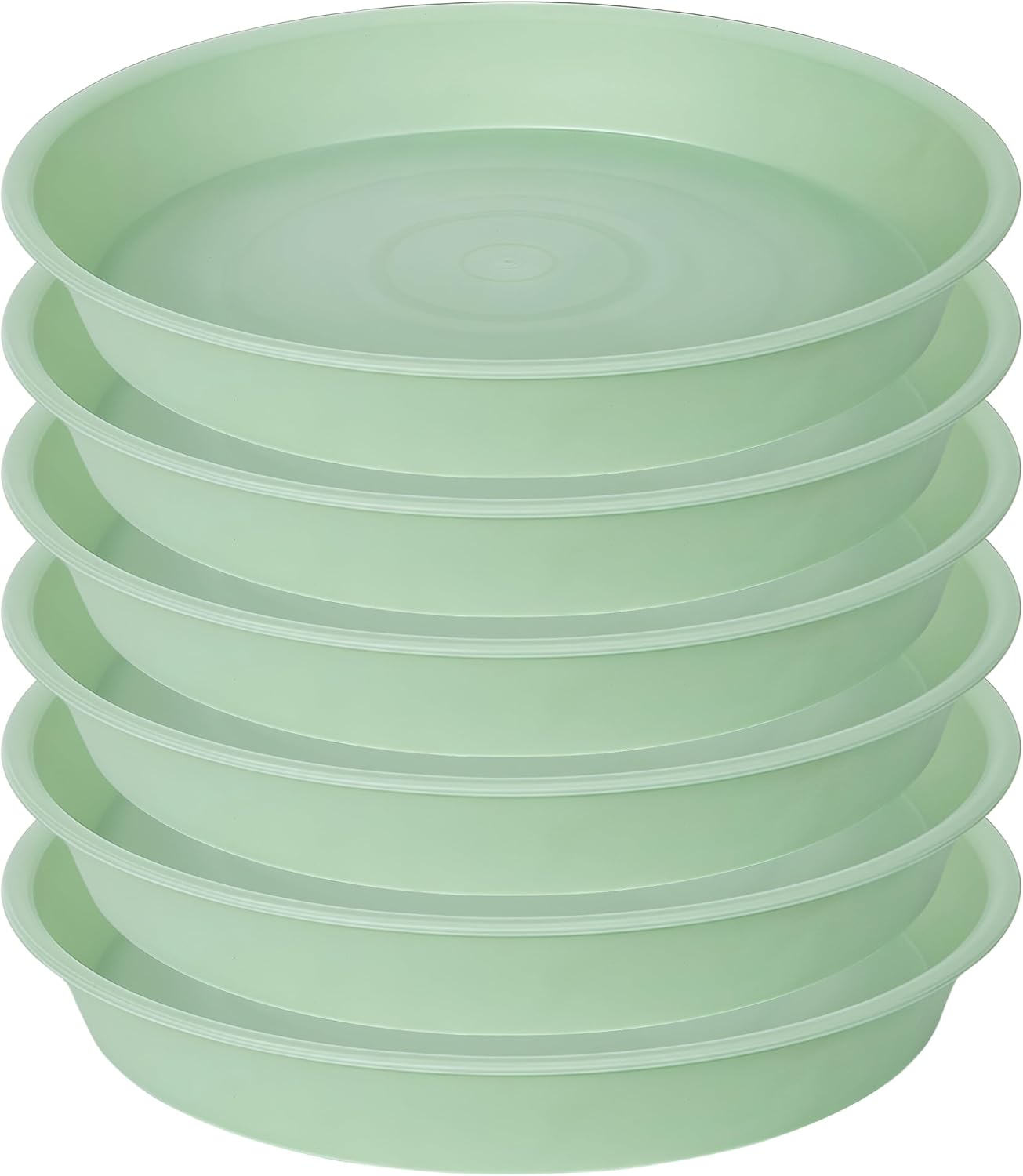 6 Pack of 6 inch Plant Saucer Drainage Tray, 4 5 7 8 10 12 13 15 17 19 inch Plastic Plant Water Tray, Flower Saucers for Indoors, Plant Dishes for Pots Base (6 inch, Light Green)