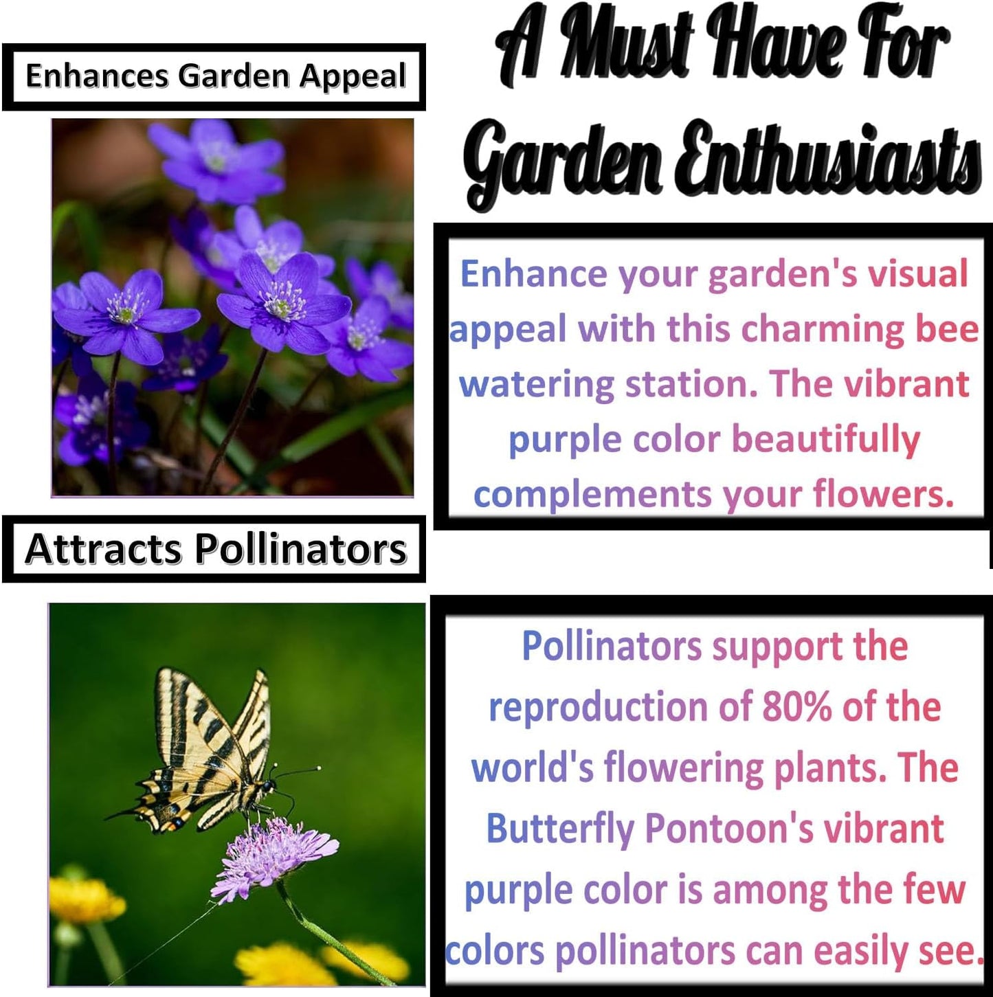 4 Pack Floating Bee Watering Station for Garden, Butterfly Feeder Bee Waterer Wildlife Baths Pollinator, Outdoor Pool & Garden Decor(Purple Butterfly)