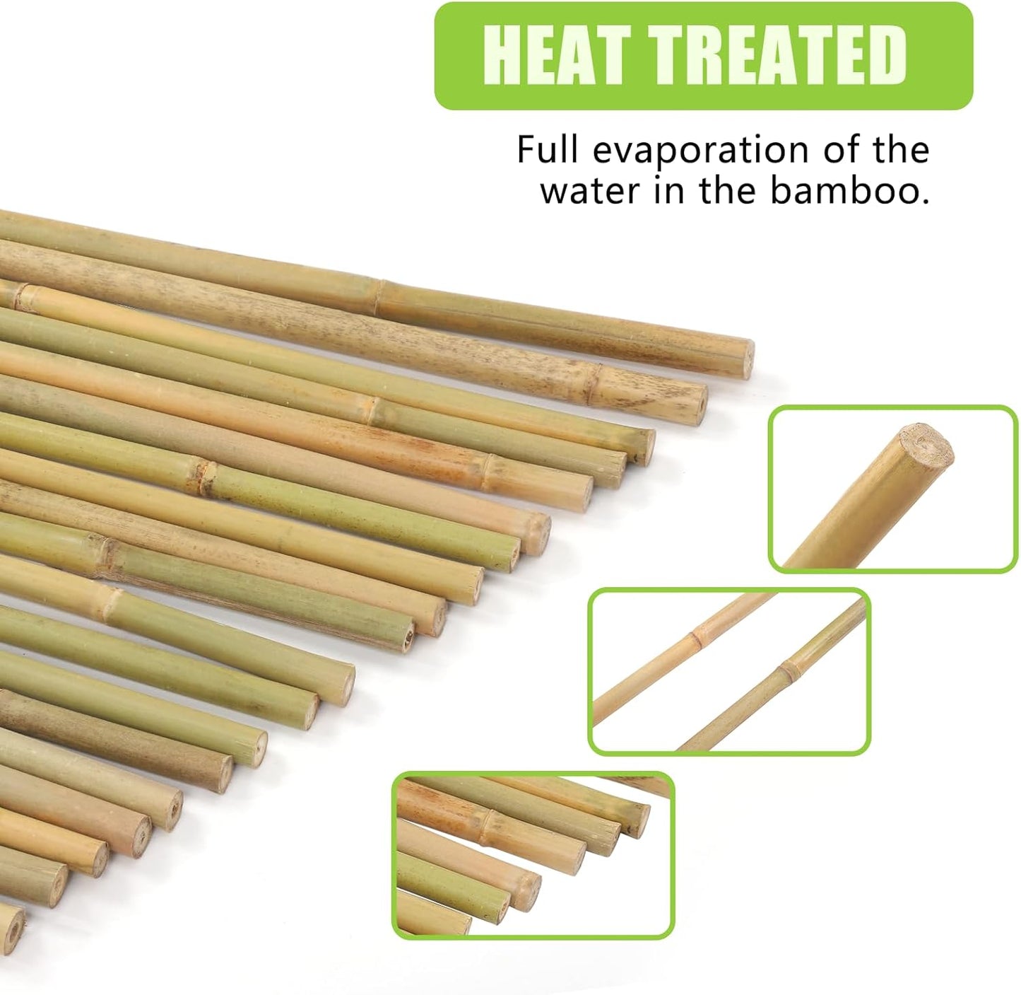 Natural Bamboo Poles, 4 Feet Bamboo Sticks for Plants, Wood Garden Stakes for Tomato, Bean, Flowers, Trees Potted and Climbing Plants, 25 Pack