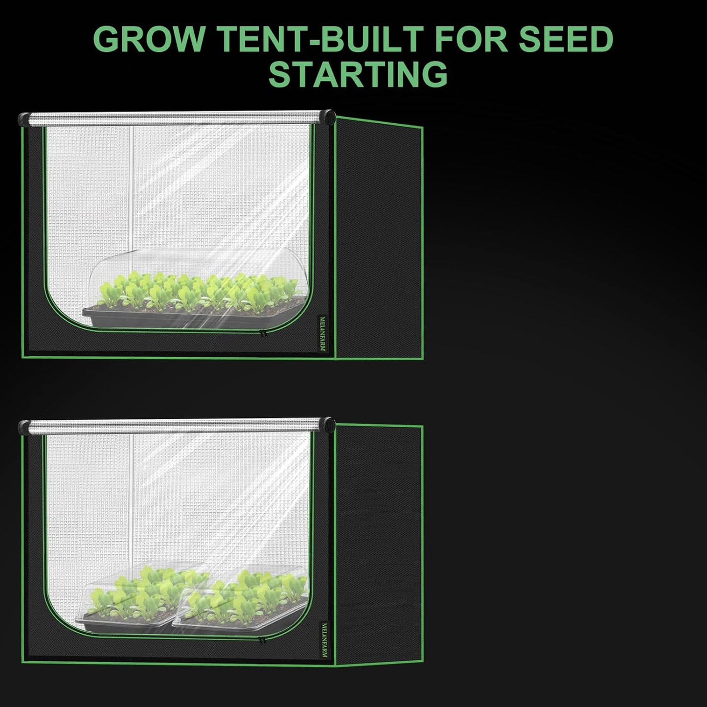MELONFARM 2x2 Grow Tent, 24"x24"x32" Double Transparent Viewing Door Indoor Grow Tent, Growing Tent with High Reflective Mylar & Floor Tray, Plant Tent for Indoor Hydroponics Growing
