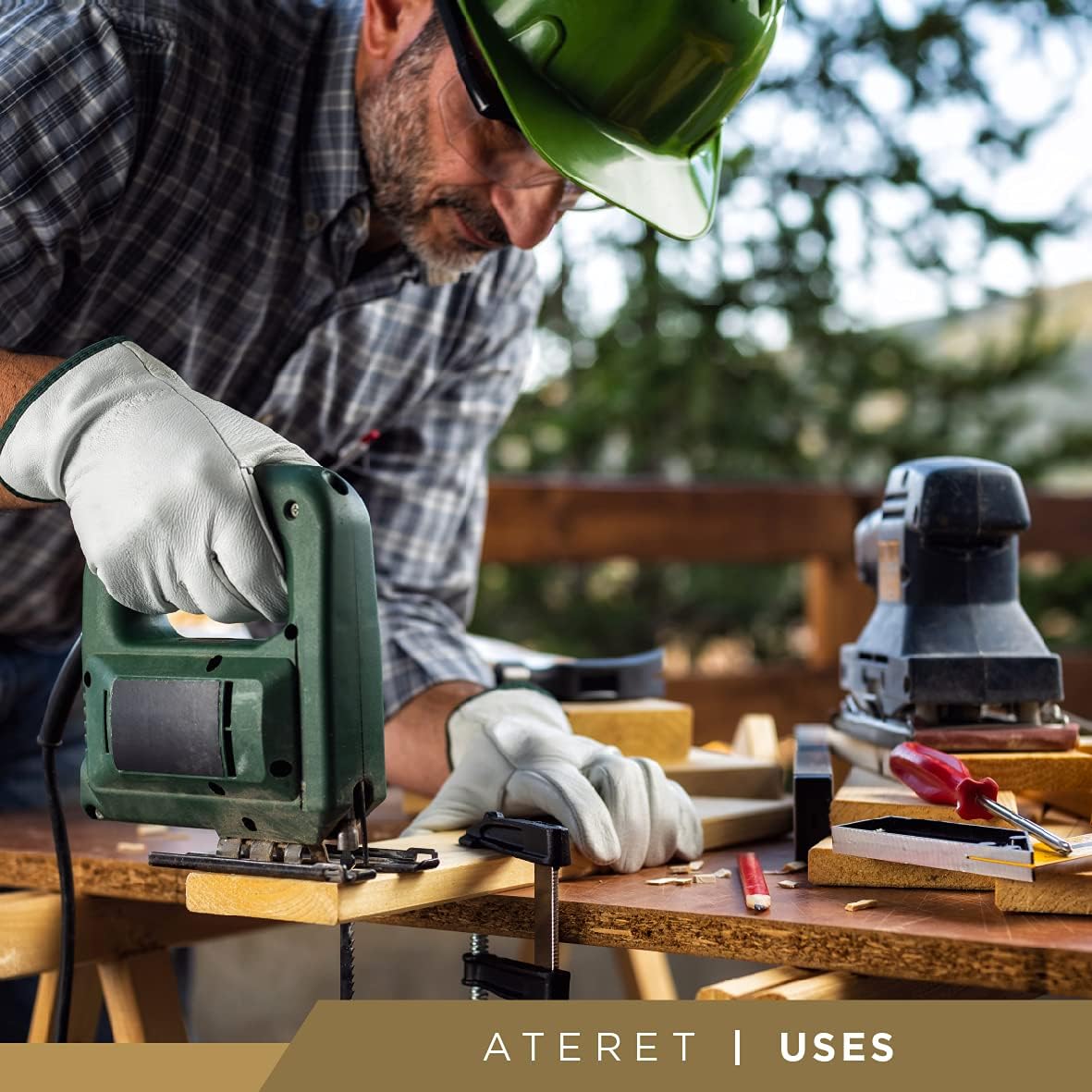 ATERET 24 Pairs Medium Heavy Duty Durable Cowhide Leather Work Gloves I Driver Gloves for Truck Driving, Warehouse, Gardening, Farming