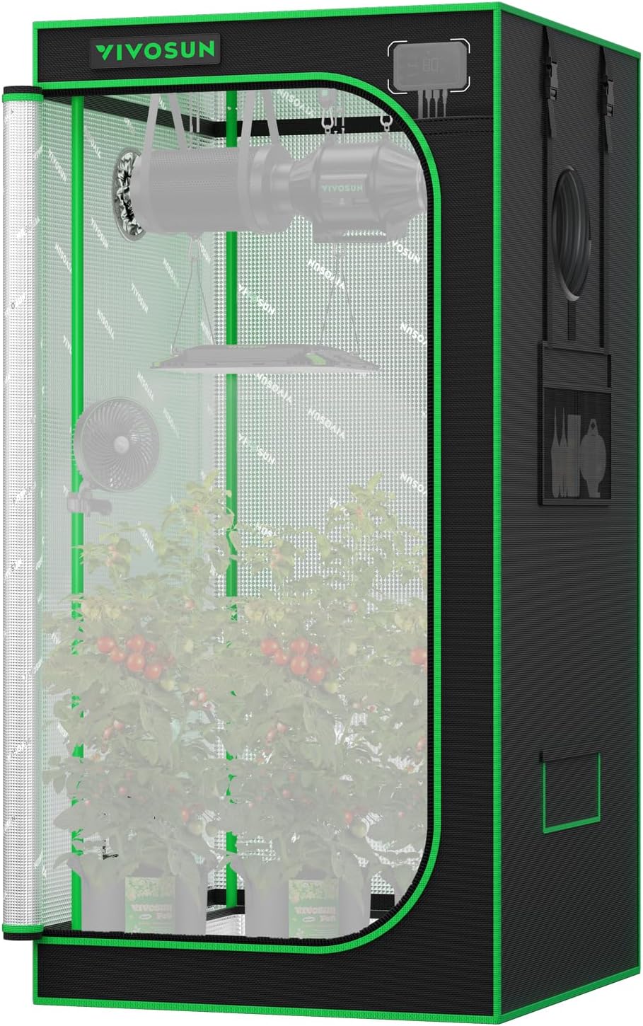VIVOSUN P276 32"×32"×63" PRO Grow Tent, with Thick 1 inch Poles, Strengthened High Reflective Mylar Oxford Fabric & Extra Hanging Bars for Hydroponics Indoor Plant for AeroLight A150, No High CFM Kit
