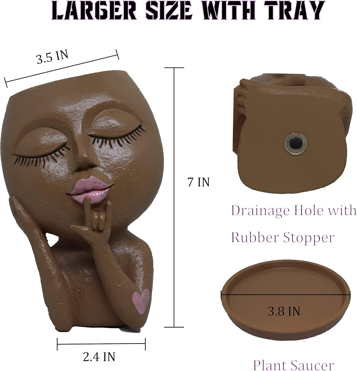 Face Flower Pots Head Planter, Cute Resin Planters for Indoor Outdoor Plants, Macetas para Plantas Funny Head Plant Pot