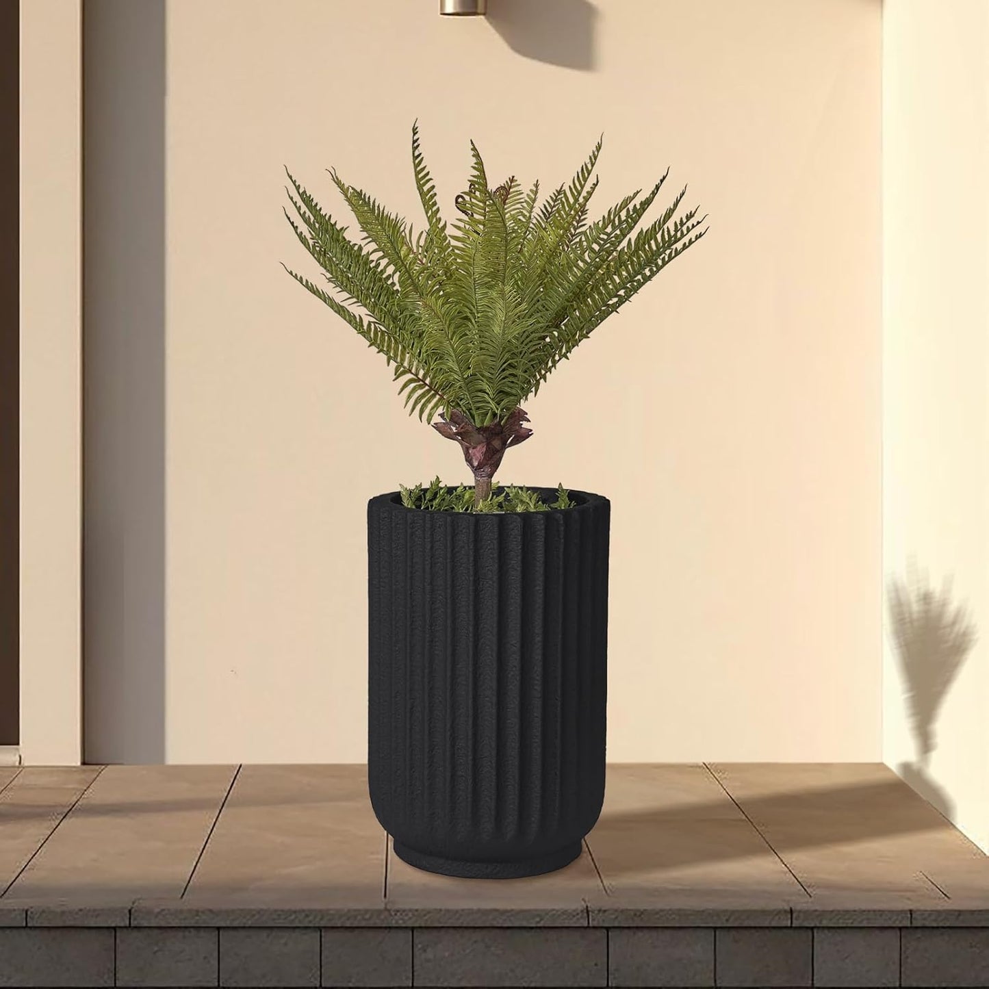 Classic Roman Column Style Planter | 20" Tall | Black & White Options | Ideal for Entrance & Living Room Corner | Durable Fiberglass Composite