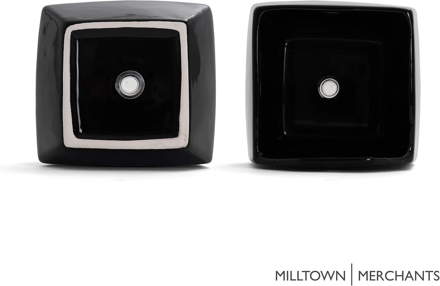 Milltown Merchants Succulent Wall Planters - Wall Vases - White Ceramic Wall Mounted Planters - Succulent Plant Pots - Hanging Vases for Living Wall (1 Pack/Contemporary/Black)