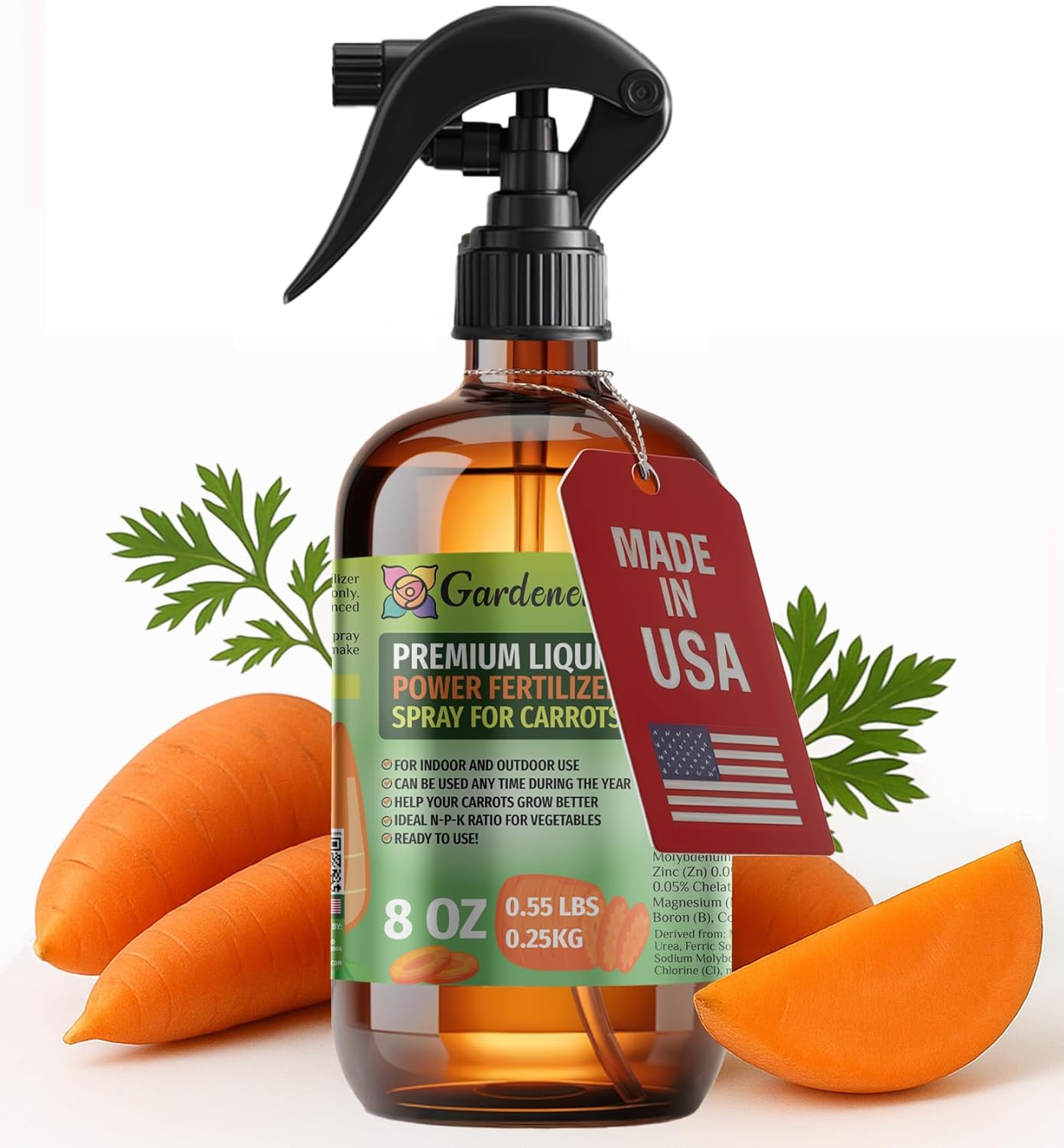 Liquid Power Carrot Fertilizer Spray – Ready-to-Use Liquid Plant Food Mist for Carrot – Premixed, Easy Application – Fast-Acting Formula for Growth, Roots & Yield – Indoor & Outdoor Use – 8 oz