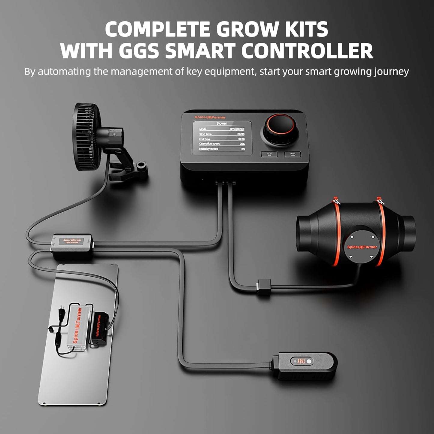 Spider Farmer Grow Tent Complete System 4x2 SF-2000 LED Grow Light with Samsung LM301H EVO Diodes & Dimmable Lights 47" x 24" x 71" Grow Tent 4 Inch Inline Fan Filter with GGS Smart Controller