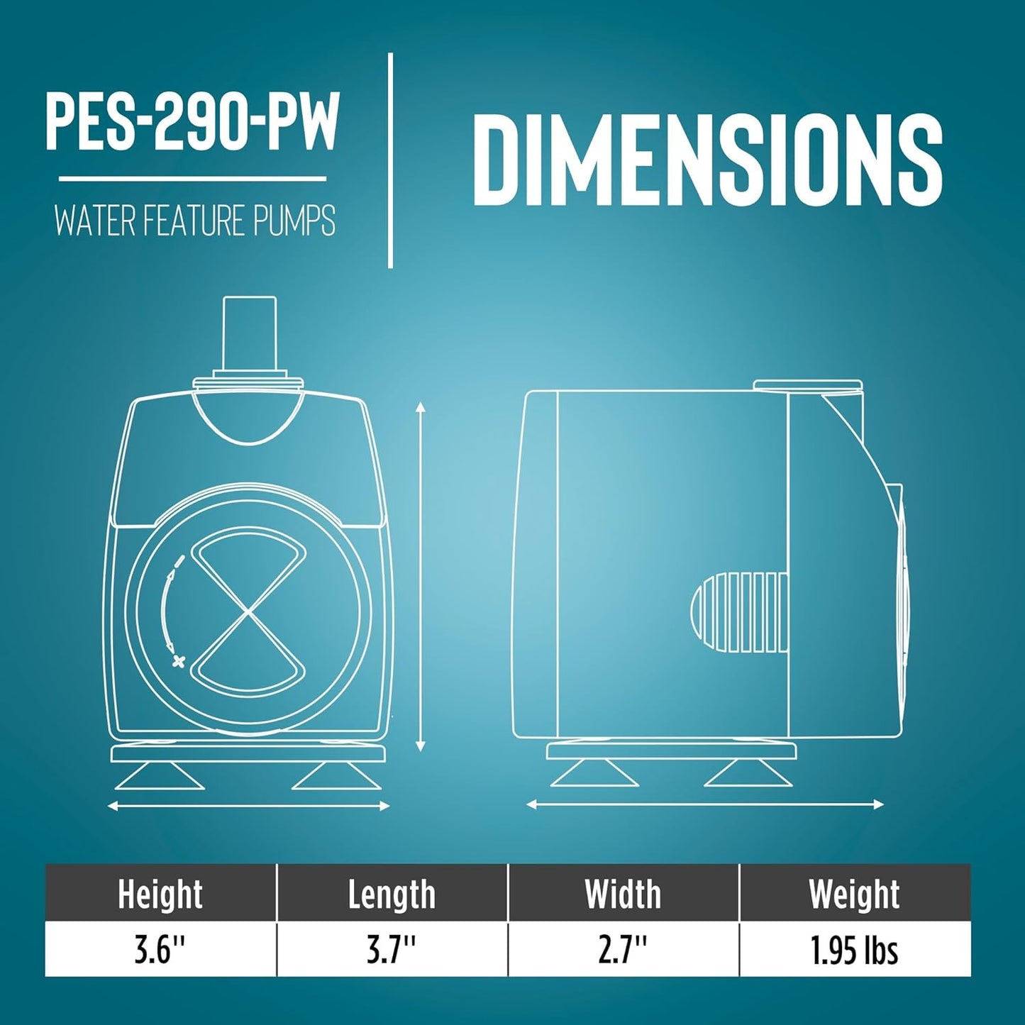 Little Giant PES-290-PW 115-Volt, 300 GPH Magnetic Drive Fountain/Pond Pump with 6-Ft. Cord, Black, 566717