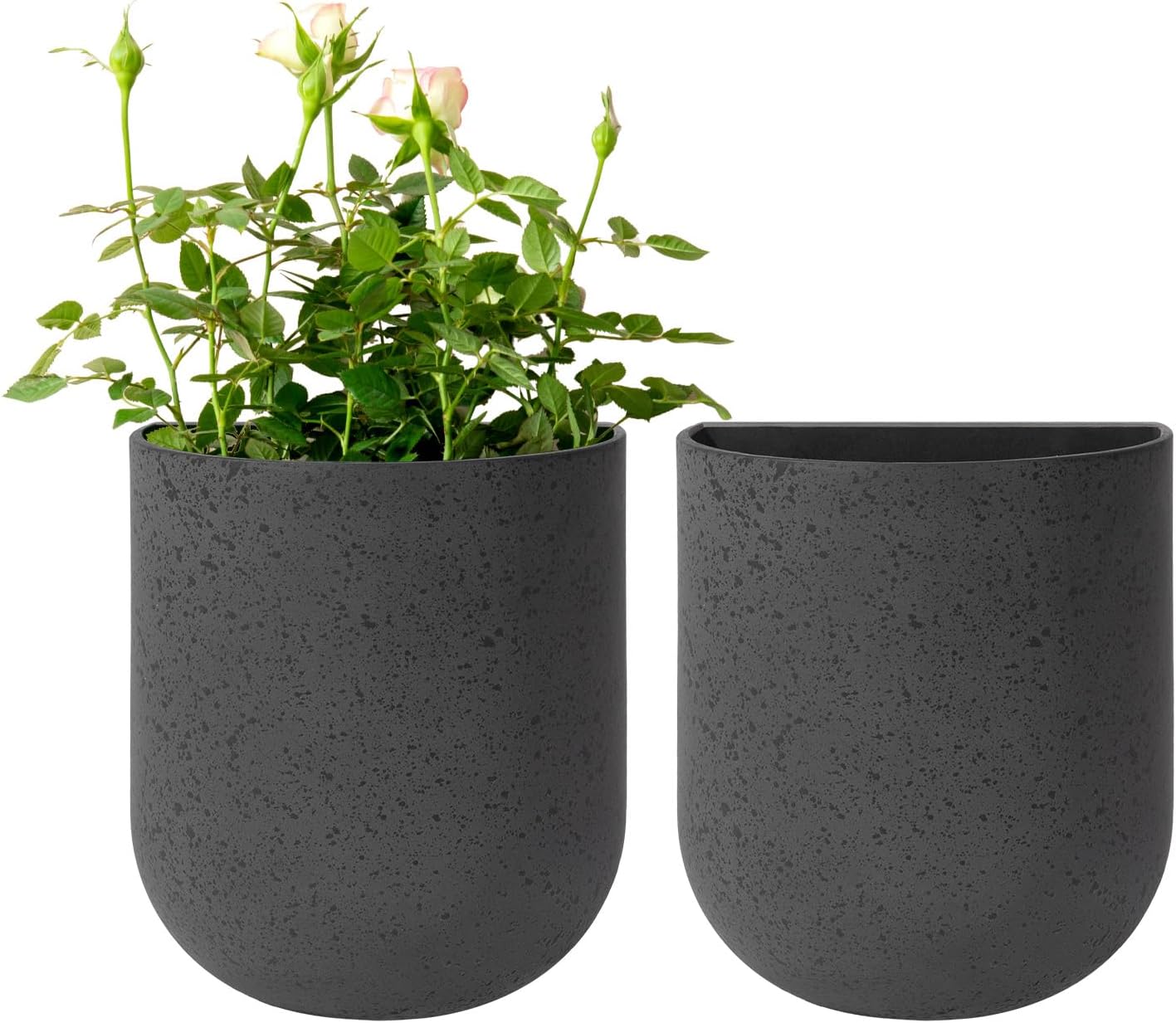 La Jolie Maison Wall Hanging Planters for Indoor Plants，Hanging Flower Pots for Air Plants Succulent, Set of 2, 6 Inch, Concrete Gray