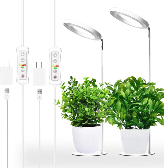 yadoker 144 LEDs Full Spectrum Plant Grow Light for Indoor Plants，Height Adjustable, 6.3" Aluminum Housing,Automatic Timer with 8/12/16 Hours,10-Level Brightness,Ideal for Small and Medium Plant Grow