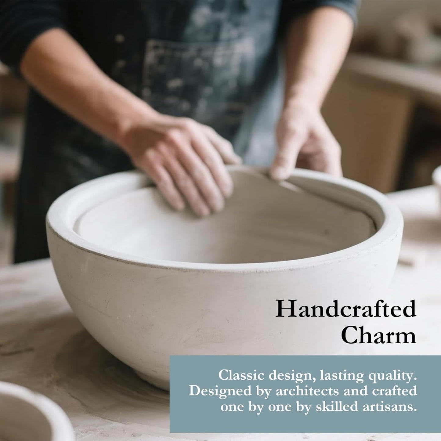 Worth Garden Large Grey Round Planter – 14.5" Dia x 17.5" H Lightweight Magnesium Oxide Cement Plant Pot with Texture – Raised Pattern Concrete Look – Drainage Hole – Indoor & Outdoor Use