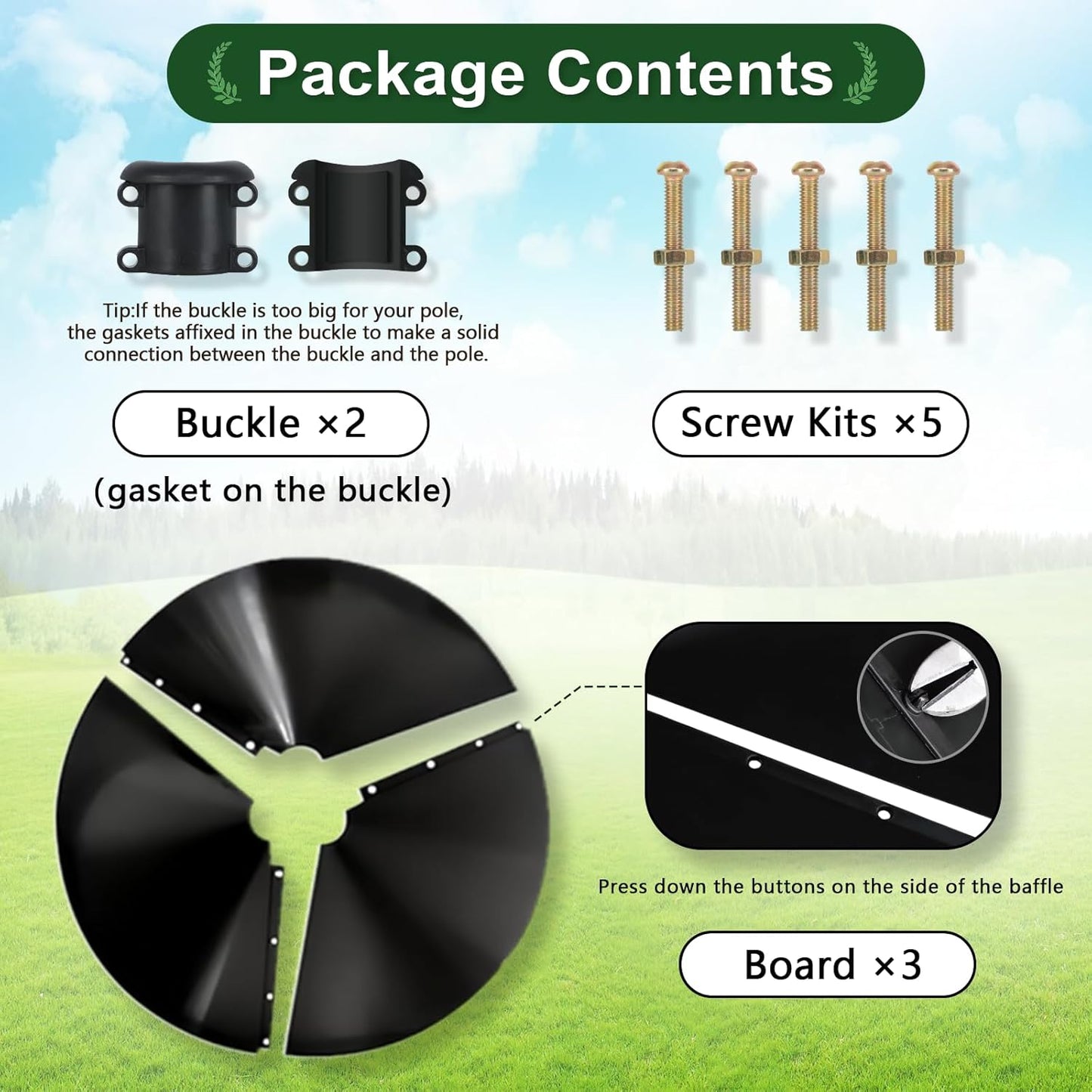 Gtongoko 19 Inch Squirrel Baffle for Bird Feeder Pole Squirrel Guards for Shepherds Hook Stopper for Bird Feeders Black 2 Pack