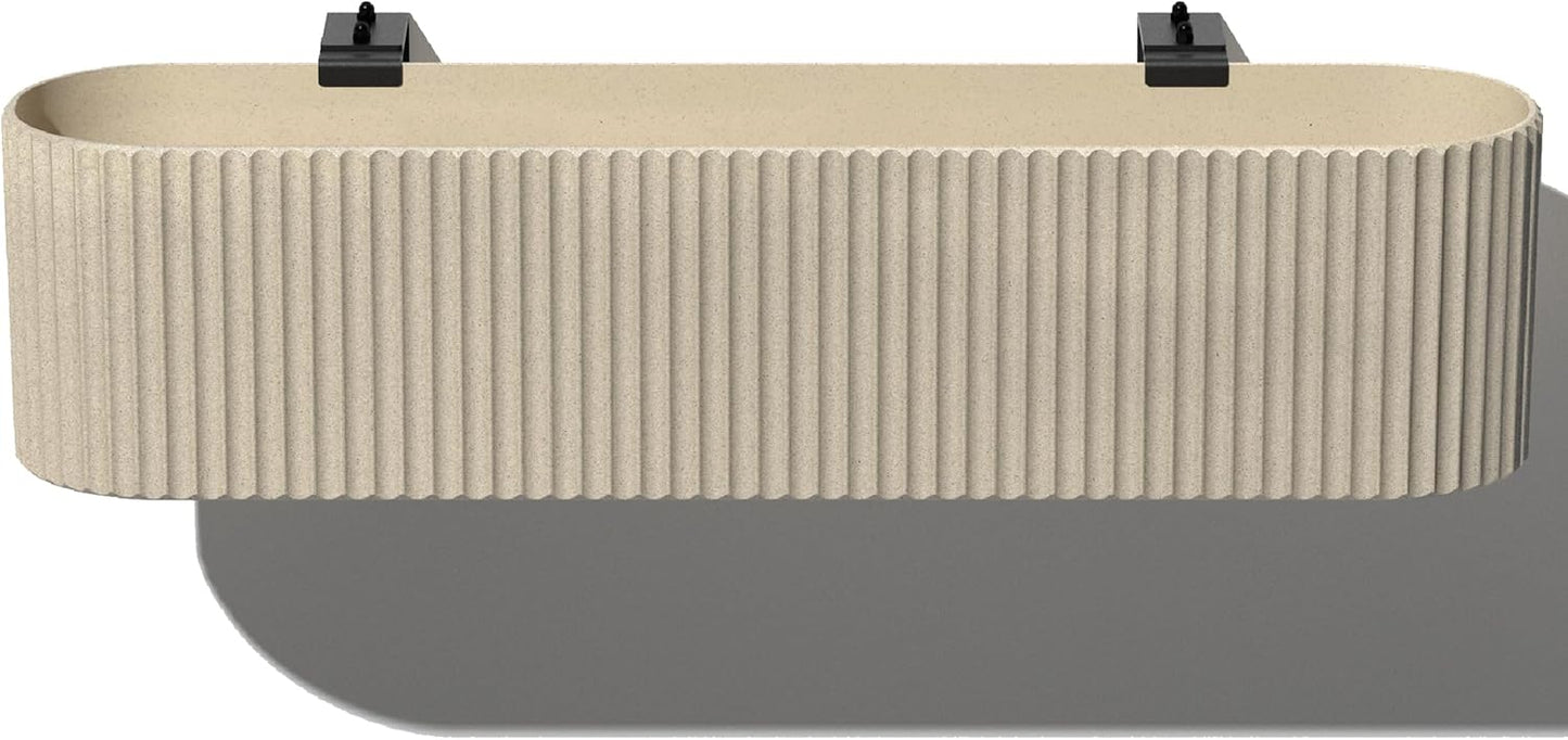 Veradek Demi Series Railing Planter - Hanging Planter Box for Windowsill/Balcony | Plastic-Stone Composite w/Railing Bracket | Modern Décor for Flowers