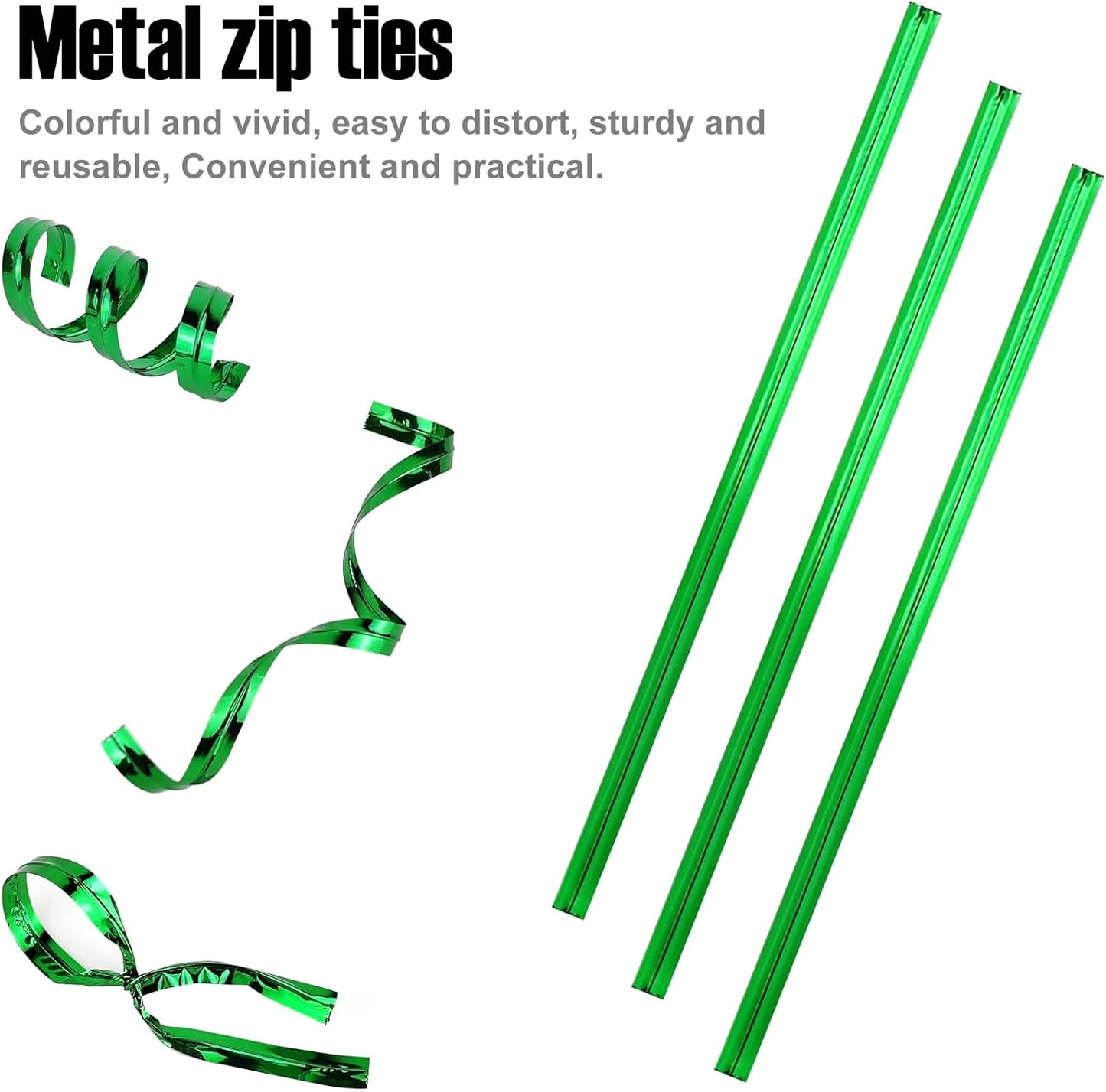 400 Pcs Metal Twist Ties 4 Inches Twist Straps for Bread Bags Candy Bags Snack Bags Halloween Party Cake Favor (Green)