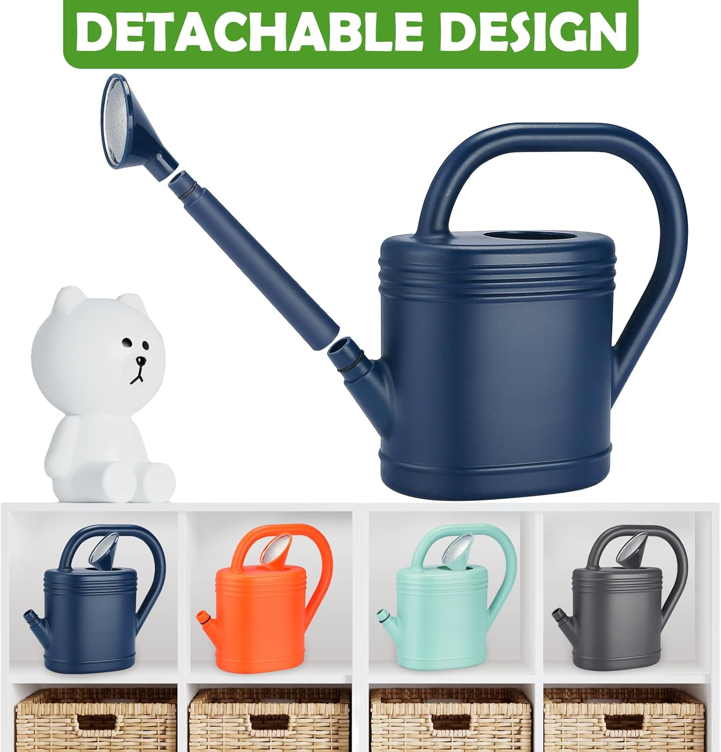 1 Gallon Watering Can for Indoor Plants, Garden Watering Cans for Outdoor Plant House Flower, Modern Plant Watering Can Large Long Spout with Sprinkler Head