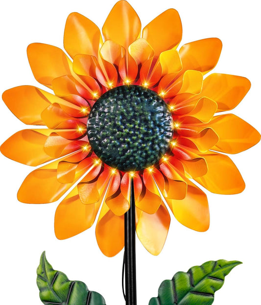 Sunflower Solar Wind Spinner, 52" Metal Wind Spinner with Kinetic Wind Sculpture Windmills for Outdoor Lawn & Garden Patio Decoration