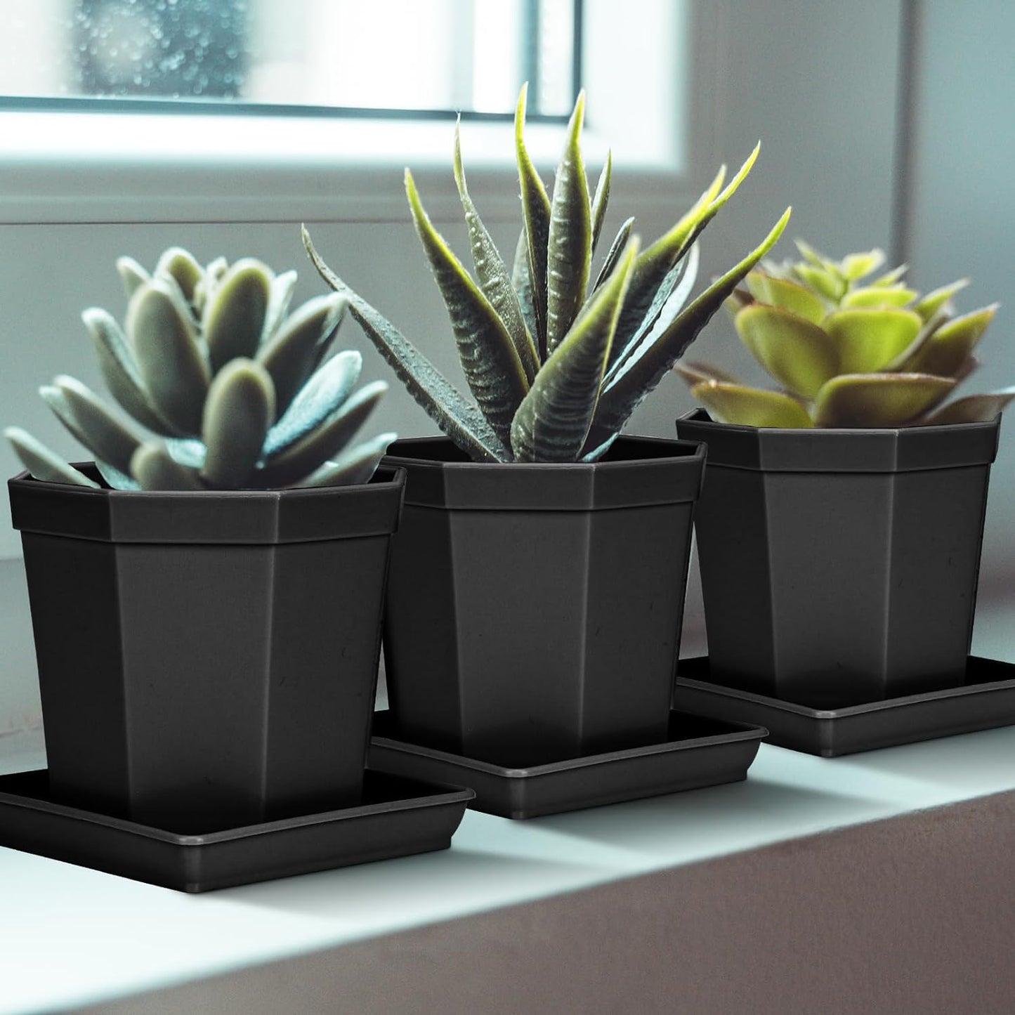 Square Plant Saucer 10 Inch 5 Pack, Plastic Plant Water Dray Tray Plants, Pot Saucers for Plants Square Planters for Indoors and Outdoors Plants, Garden Saucer for Plant Pots.