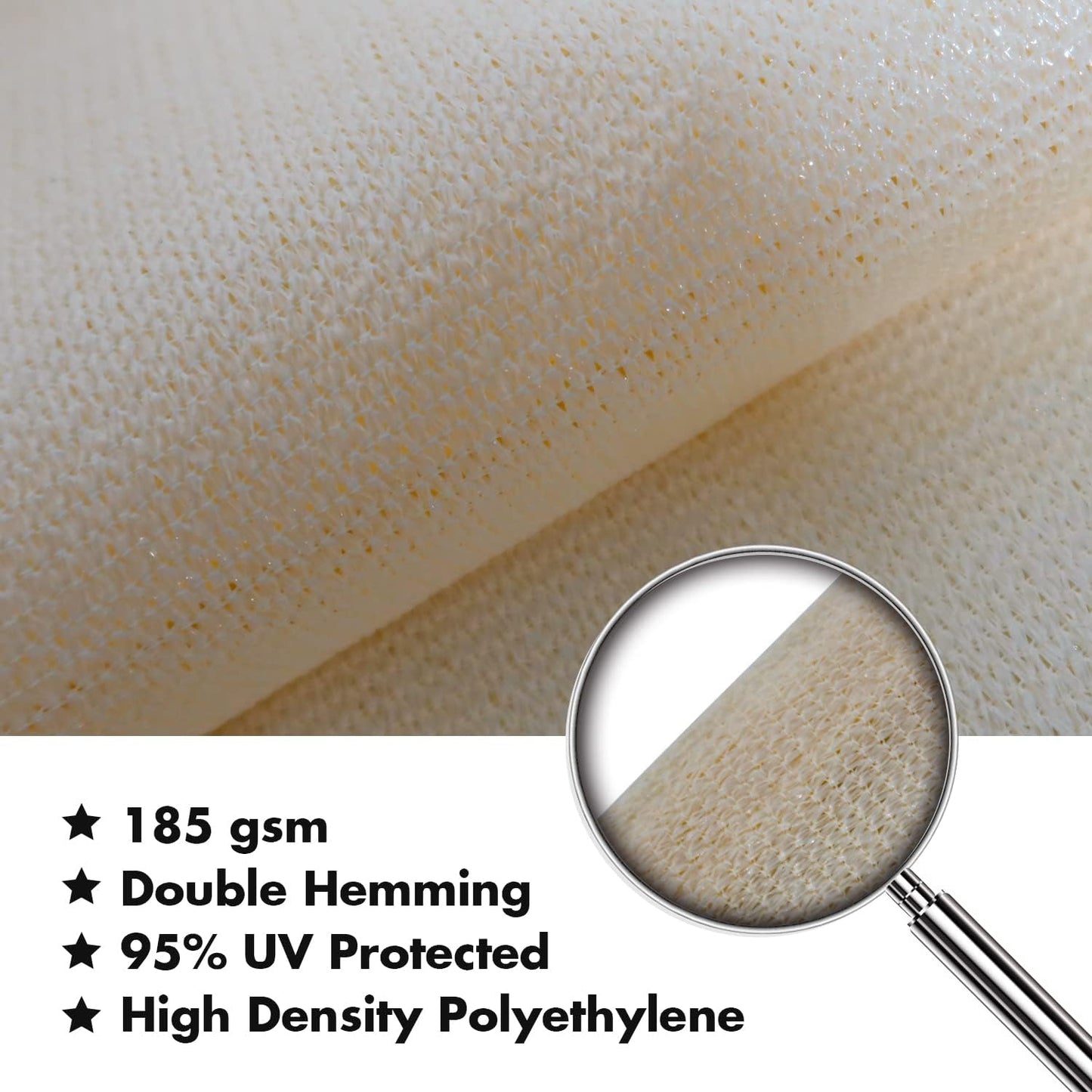 KANAGAWA 8'X12' Cream Custom Size Sun Shade Sail Rectangle UV Block Canopy Cover for Patio Backyard Lawn Garden Outdoor (Customized Available)