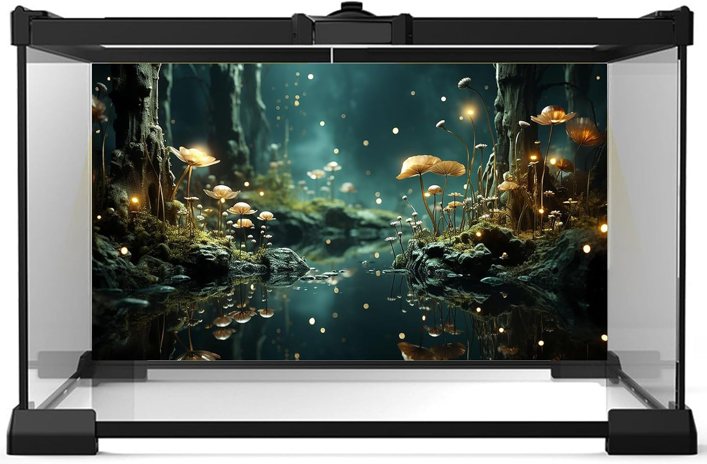 Fantasy Aquarium Background Rock Flowers Tranquil Water Scene Terrarium Backdrop Fantasy Lights Fish Tank Background Reptile Habitat Backdrop Aquarium Poster Wallpaper Decor Vinyl 48x18in