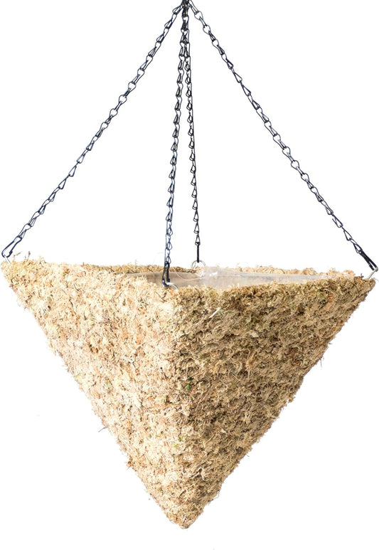 SuperMoss (29247D MossWeave Hanging Basket | Outdoor Hanging Planter with Moss | Decorative Plant Hanger for Porch, Balcony, Garden & Home Décor, Pyramid, Small 12.5” D, Blond