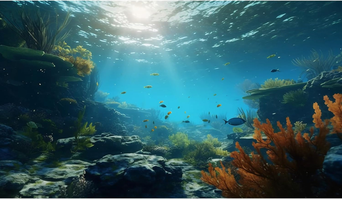Ocean Floor Fish Tank Background Underwater Rock Aquarium Background Under The Sea Terrarium Backgrounds Aquatic Plants Sunlight Fish Tank Backgrounds Tropical Fish Aquarium Wallpaper 72x24in