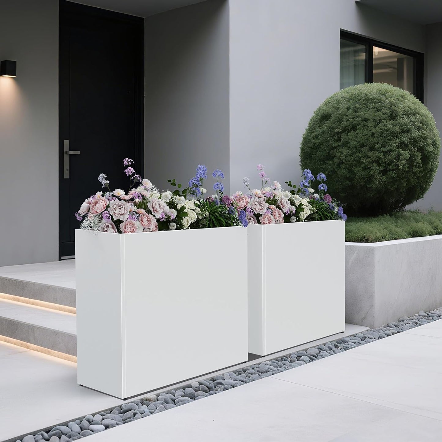 Tall Metal Planter for Outdoor Plants,38"Lx13"Wx30"H All-Weather Durable Plant Box,Large Rectangular Planter with Drainage Holes & Removable Shelf,Modern Decor for Tall Small Plants, Trees, Flowers