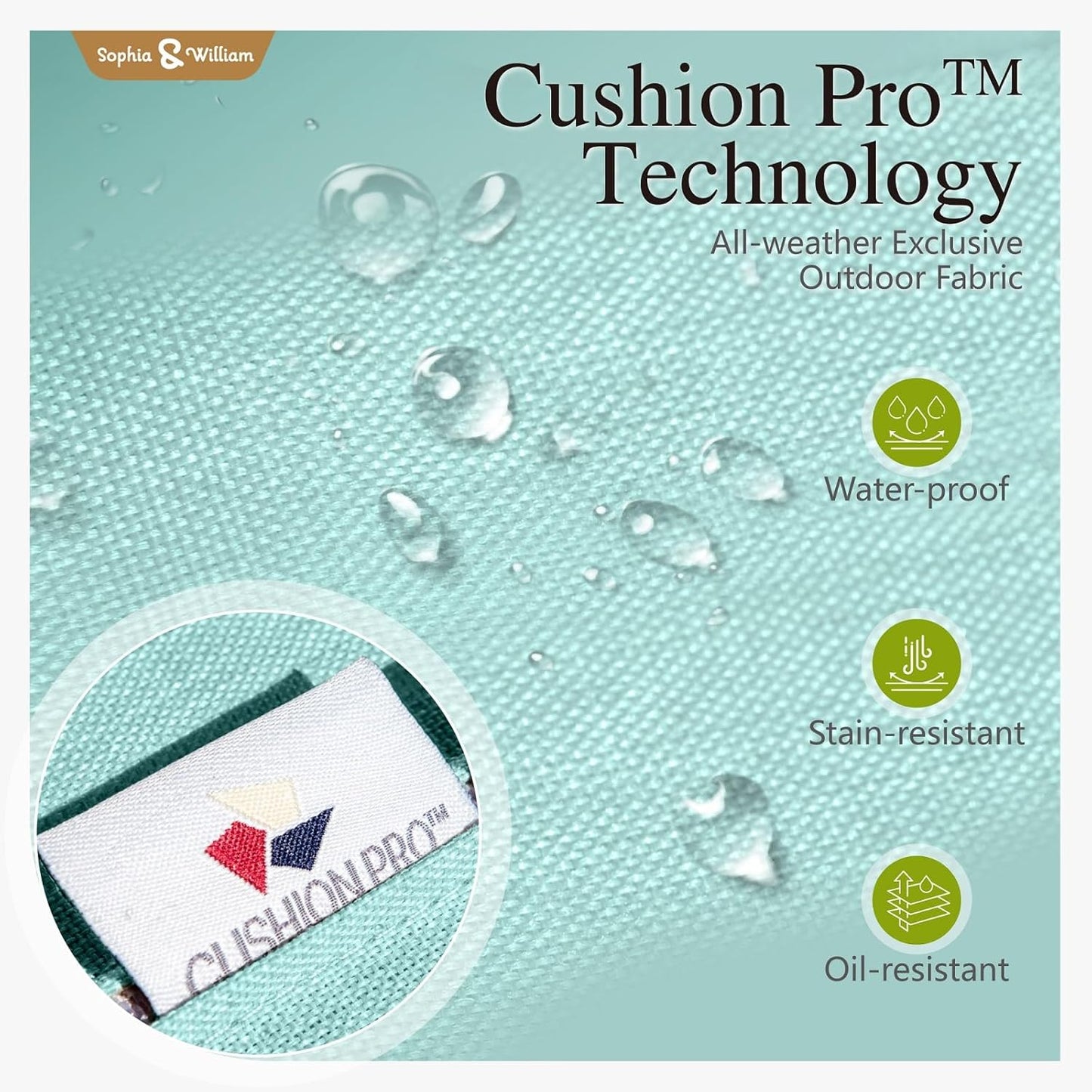 Sophia & William Patio Furniture Set with Fire Pit Table, 8 Piece Half Moon Outdoor Wicker Sectional Sofa Set, Rattan Conversation Set with 56-Inch Fire Pit Table & Ottoman (Aqua Blue)