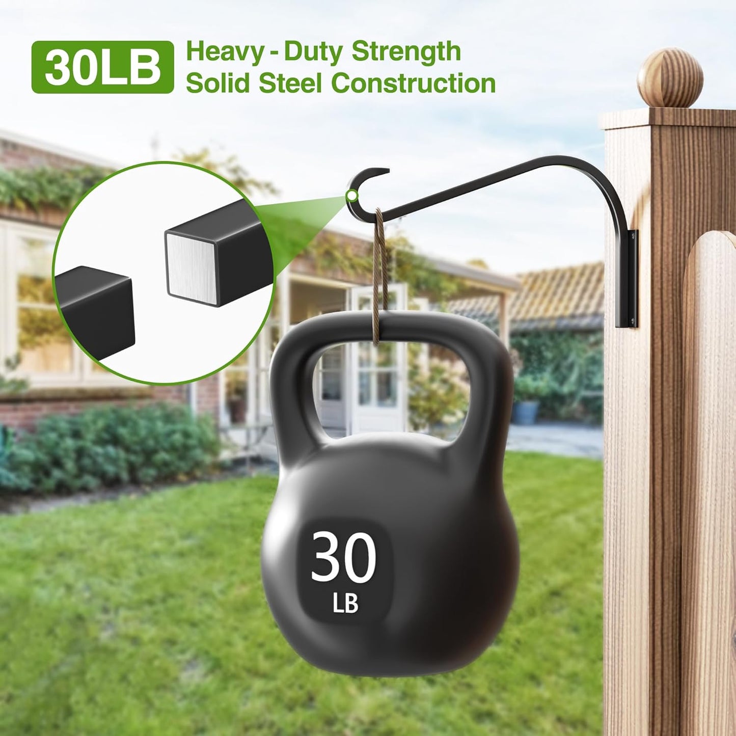 12 Inch 2 Pack Plant Hangers for Indoor/Outdoor Wall Mount - Heavy Duty Hanging Plant Holder & Bird Feeder Hooks, Decorative Black Metal Wall Hangers for Plants, Flower Baskets