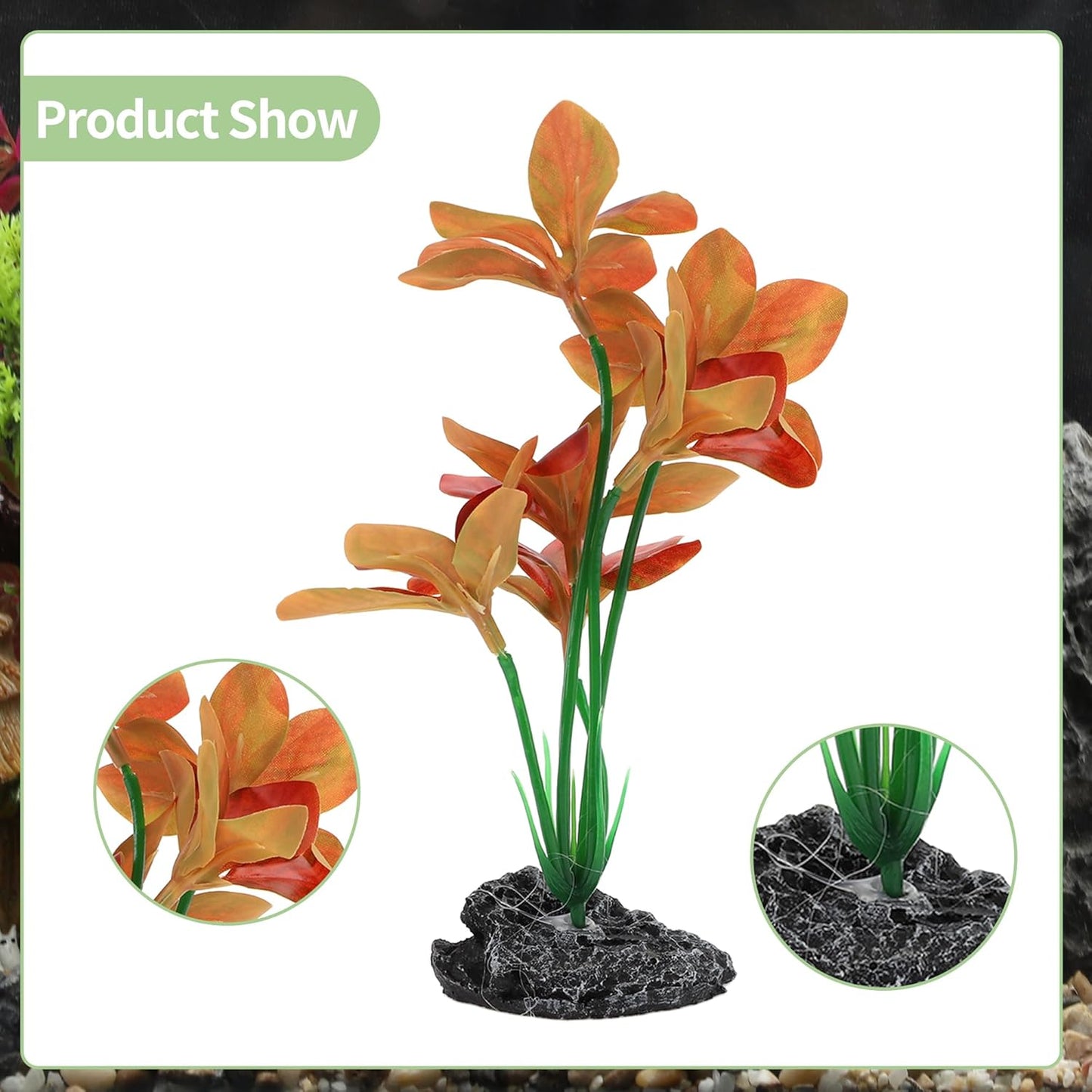 Aquarium Plastic Plants, Reptile Plant Decoration, Aquatic Plant Resin Decor, Betta Fish Tank Realistic Plants for Aquarium, 7.28" Height, Red