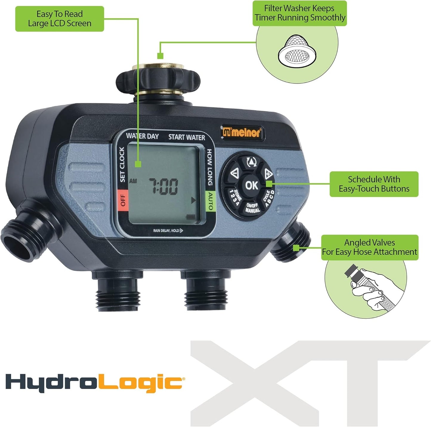 Melnor 65141AMZ 4 Zone Digital Water Timer, Grey, Black