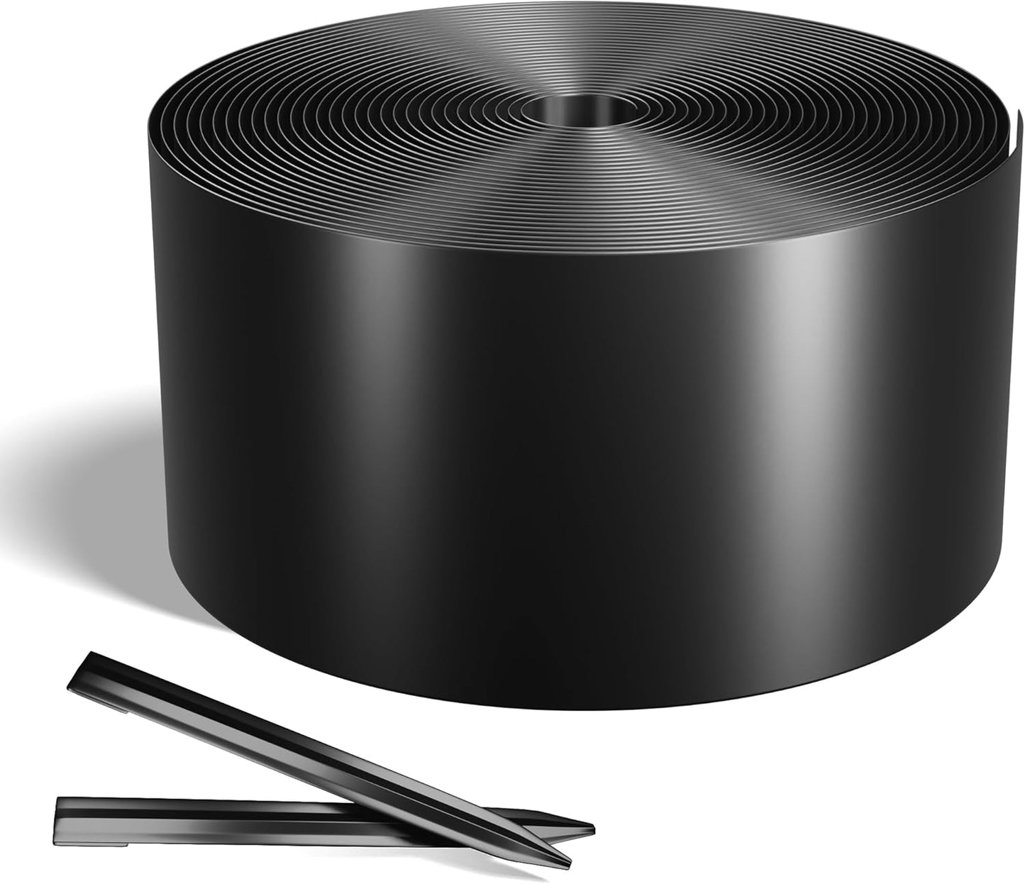 Worth Galvanized Steel Landscape Edging 4.5" x100' Metal Garden Edging Roll Flexible Bender Border with 31Pcs Stakes for Lawn, Flower Bed Edges, Black