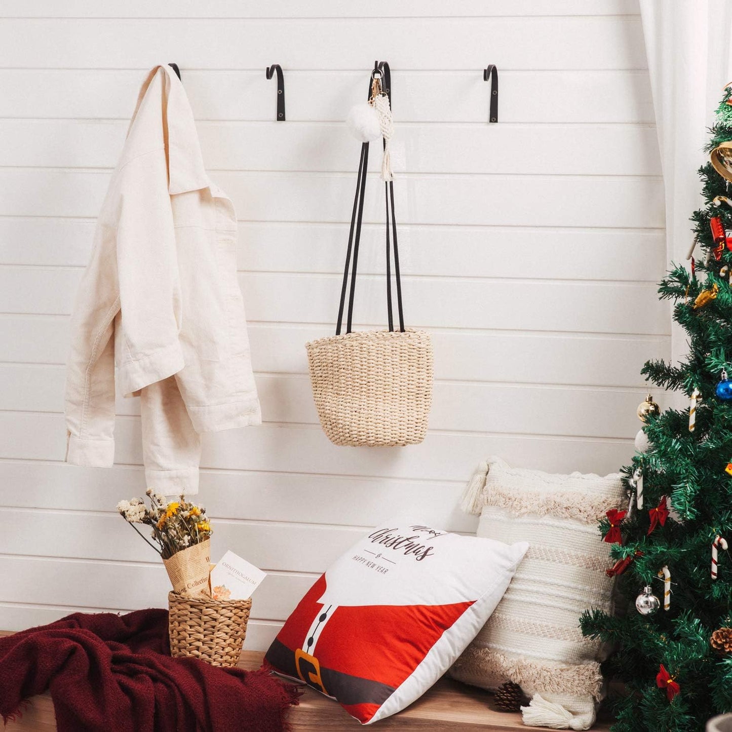 Mkono 4 Pack Iron Wall Hooks for Hanging Plant Lanterns, Plant Hanger Fence Metal Bracket for Bird Feeders, Wind Chimes, Mason Jar Sconces, Light Outdoor Indoor Rustic Home Decor, 3 Inch