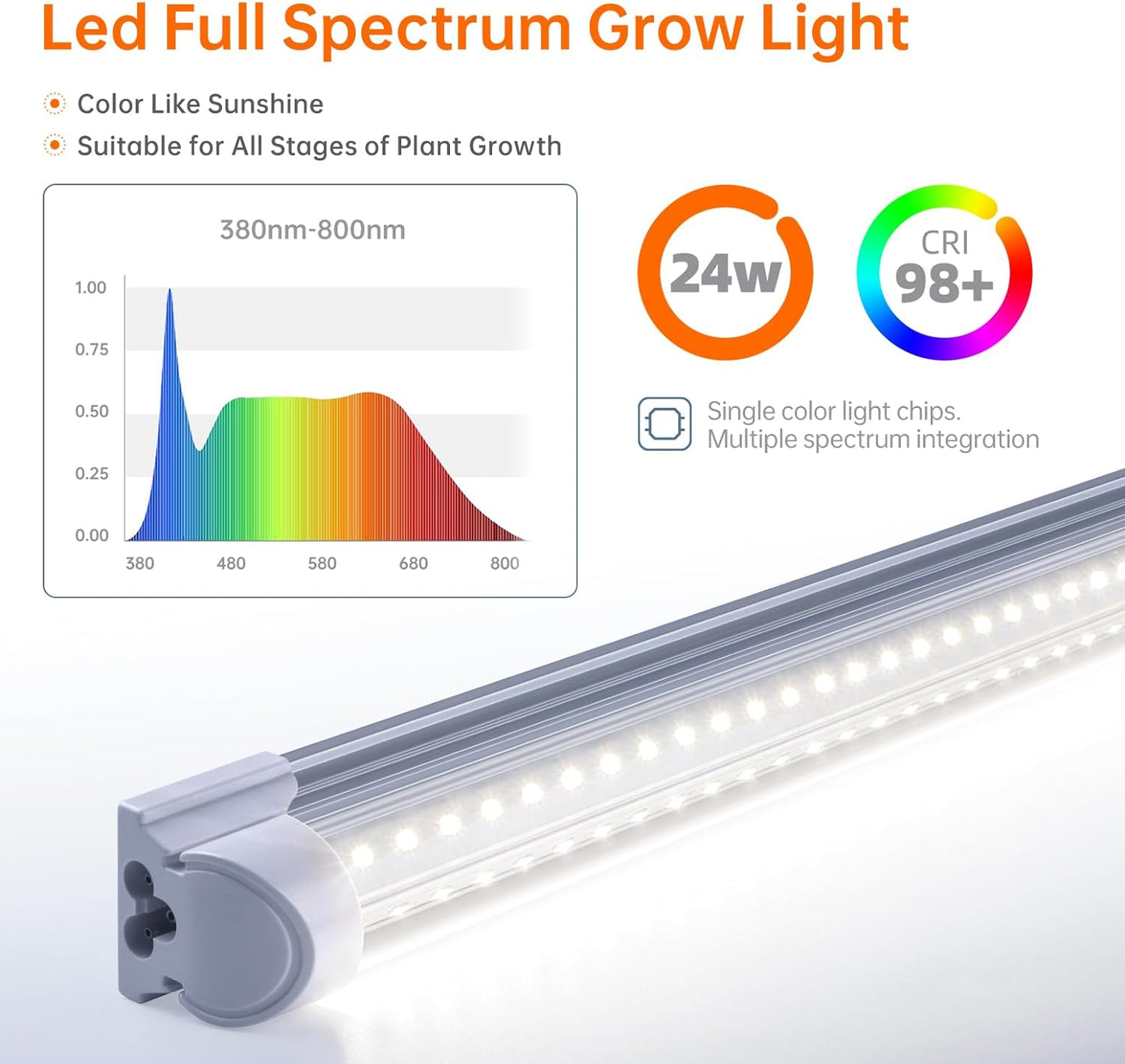 Plant Shelf with Grow Lights, 5-Tier Plant Stand with T8 24W Grow Light for Indoor Plants with Wheel, 5000K Full Spectrum LED Plant Light with Timer for Seedling, Seed Starting, 29.5x13.8x59IN