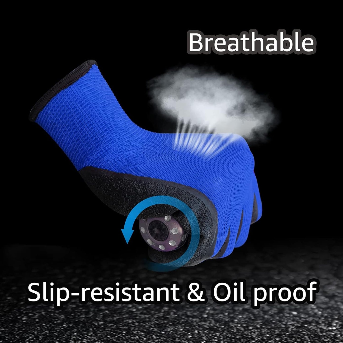 Evridwear Crinkle Latex Rubber Hand Coated Safety Work Gloves for Men Women General Multi Use Construction Warehouse Gardening Assembly Landscaping (M-Size) Blue 120 Pairs Pack