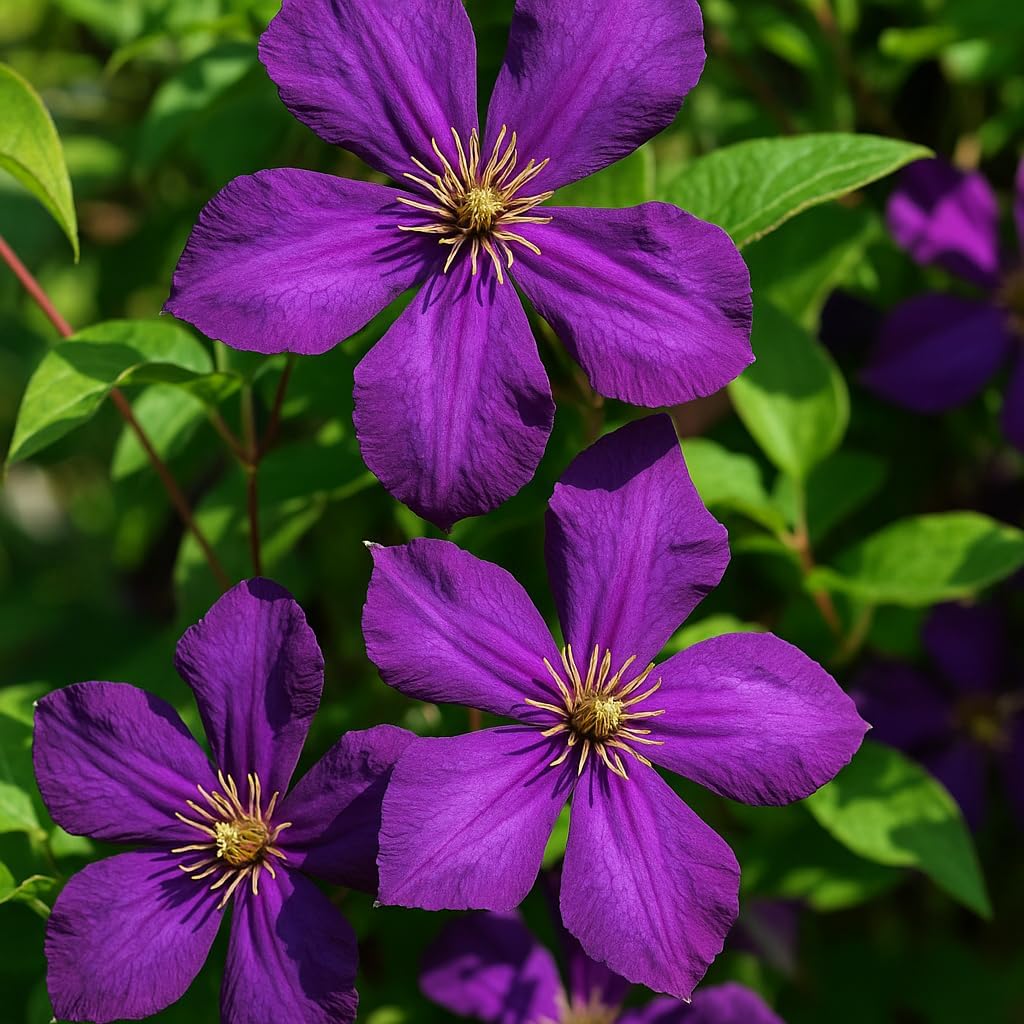 Perennial Farm Clematis 'Polish Spirit' Hybrid – Live Flowering Vine in 4 Quart Container, Abundant Purple-Blue Blooms, Vigorous Grower, Long Blooming, Ideal for Trellises, Fences & Garden Arches