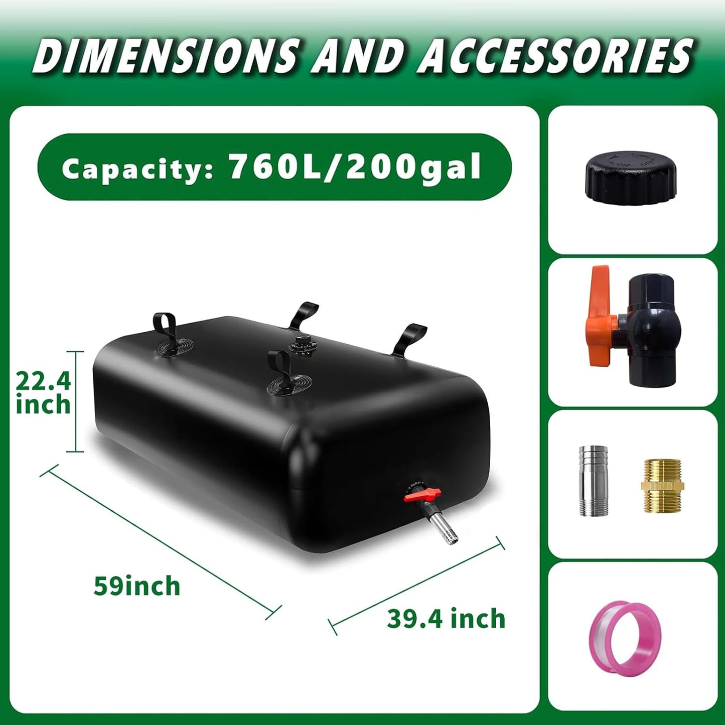 760 L/200 gal Water Bladder Storage Containers, Foldable Portable Water Tank Large Capacity Soft Water Bag, Drought Resistance, Fire Prevention, Emergency Water