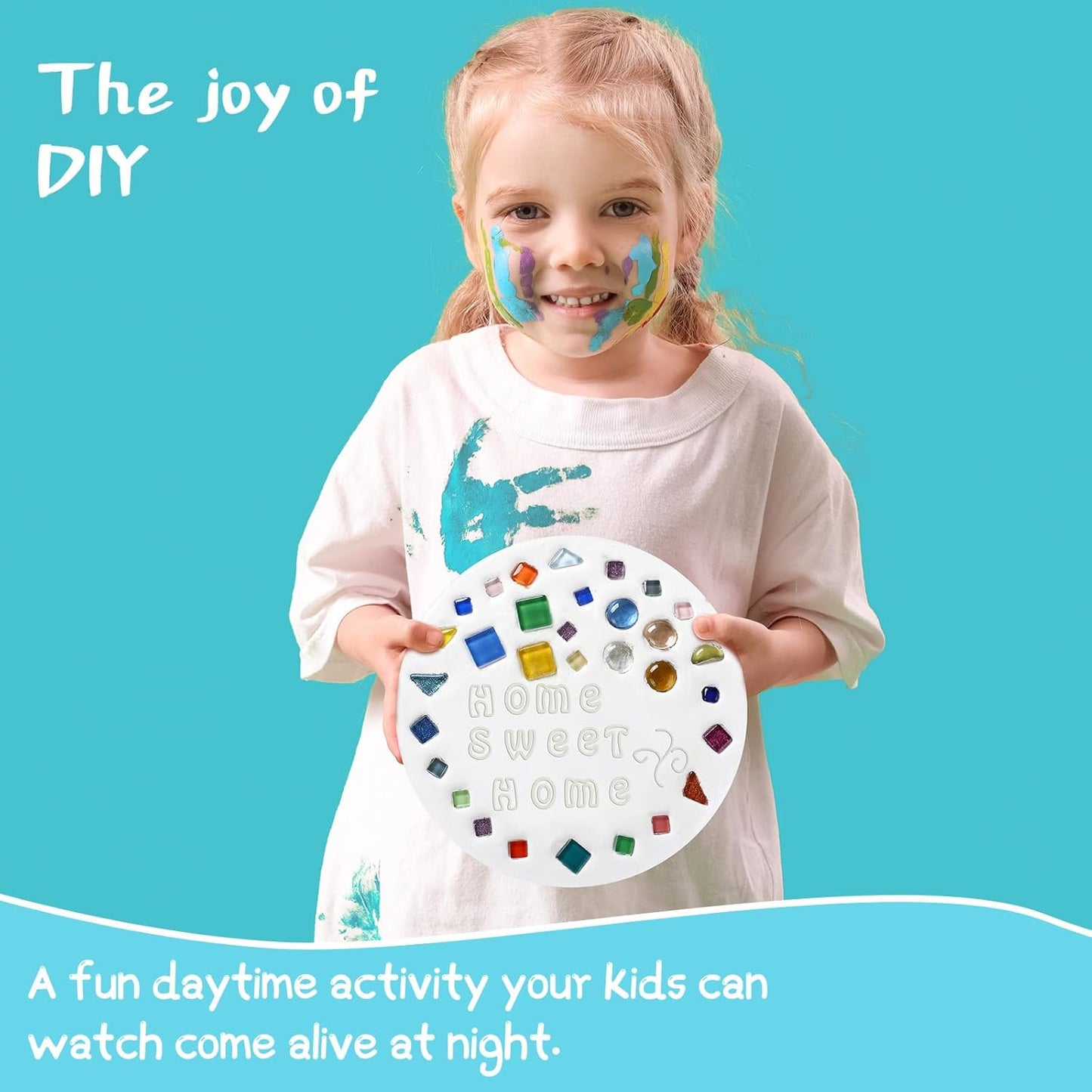 5 Pcs 3 Size Stepping Stone Kit for DIY Outdoor Garden Stepping Stone Includes Cement Molds Mosaic Tiles and Concrete Letter Stamps No Concrete Mix(Black)