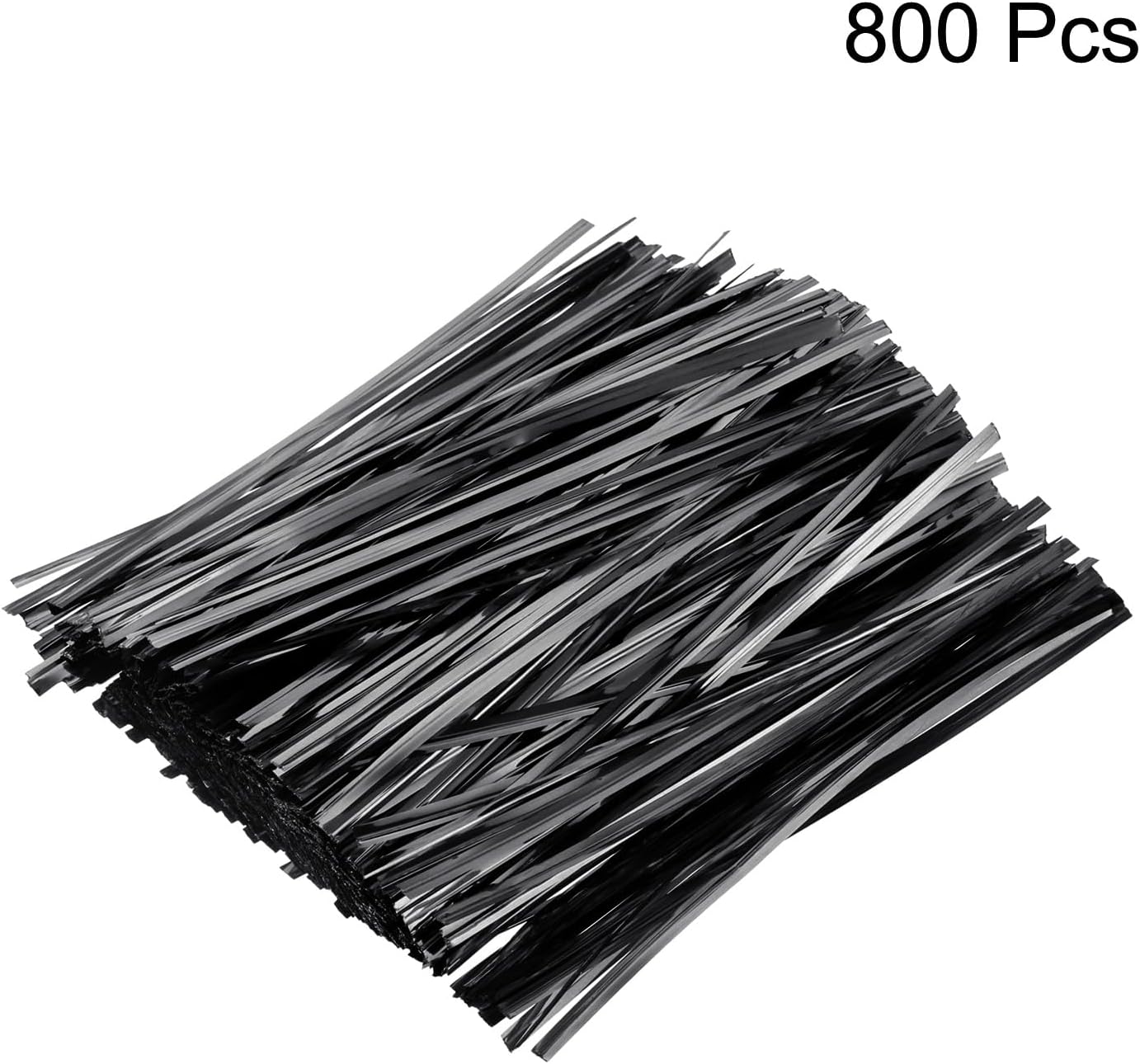 HARFINGTON 800pcs Bag Twist Ties 6" Reusable Plastic Metallic Twist Ties Wire Cable Ties for Party Bread Candy Cake, Black