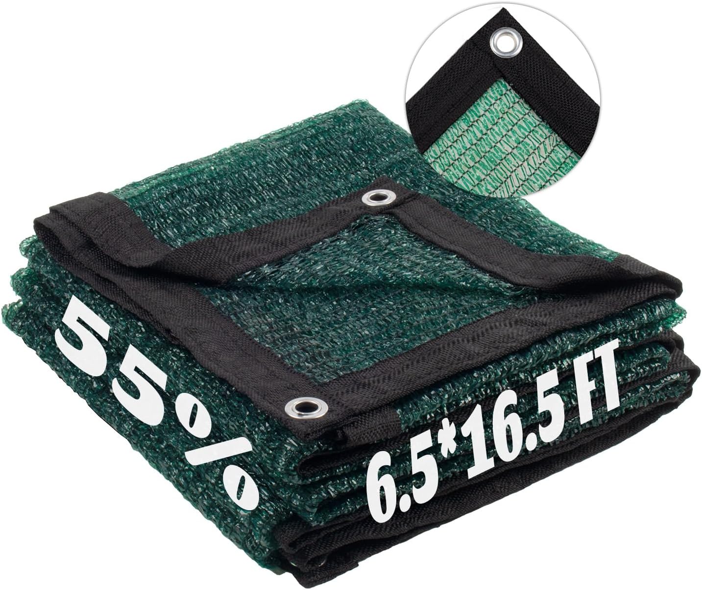 LOVE STORY 6.5x16.5FT 55% Green Shade Cloth Sun Shade Net with Grommets Sunblock Net Mesh Tarp for Garden,Plants Cover,Greenhouse and Patio