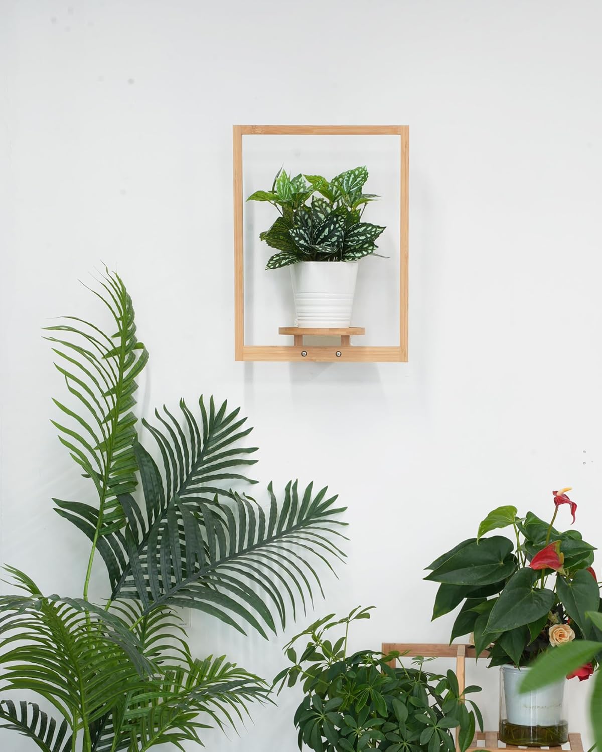 yadoker Wall Planters for Indoor Plants,Bamboo Hanging Plant Holders, Wall Decor Plant Stand, 2-Pack Window Plant Shelves for Living Room & Entryway